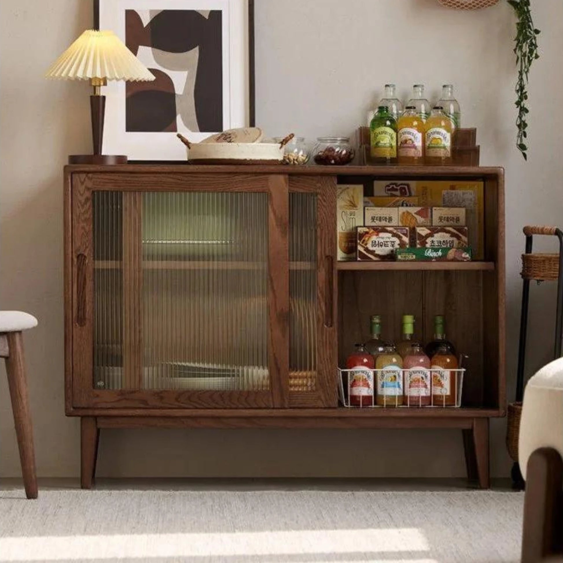Solidwood Bailey Sideboard, 80x40x81CM, Dark Wood