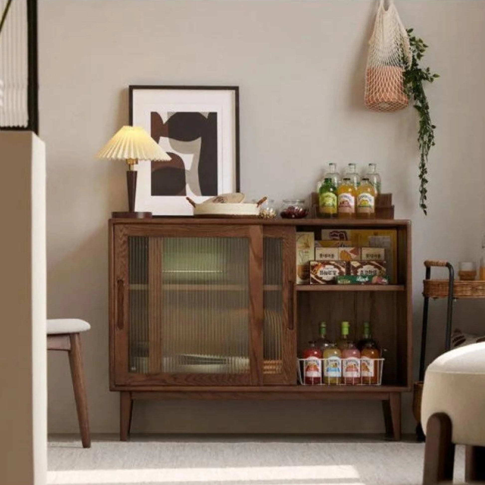Solidwood Bailey Sideboard, 80x40x81CM, Dark Wood