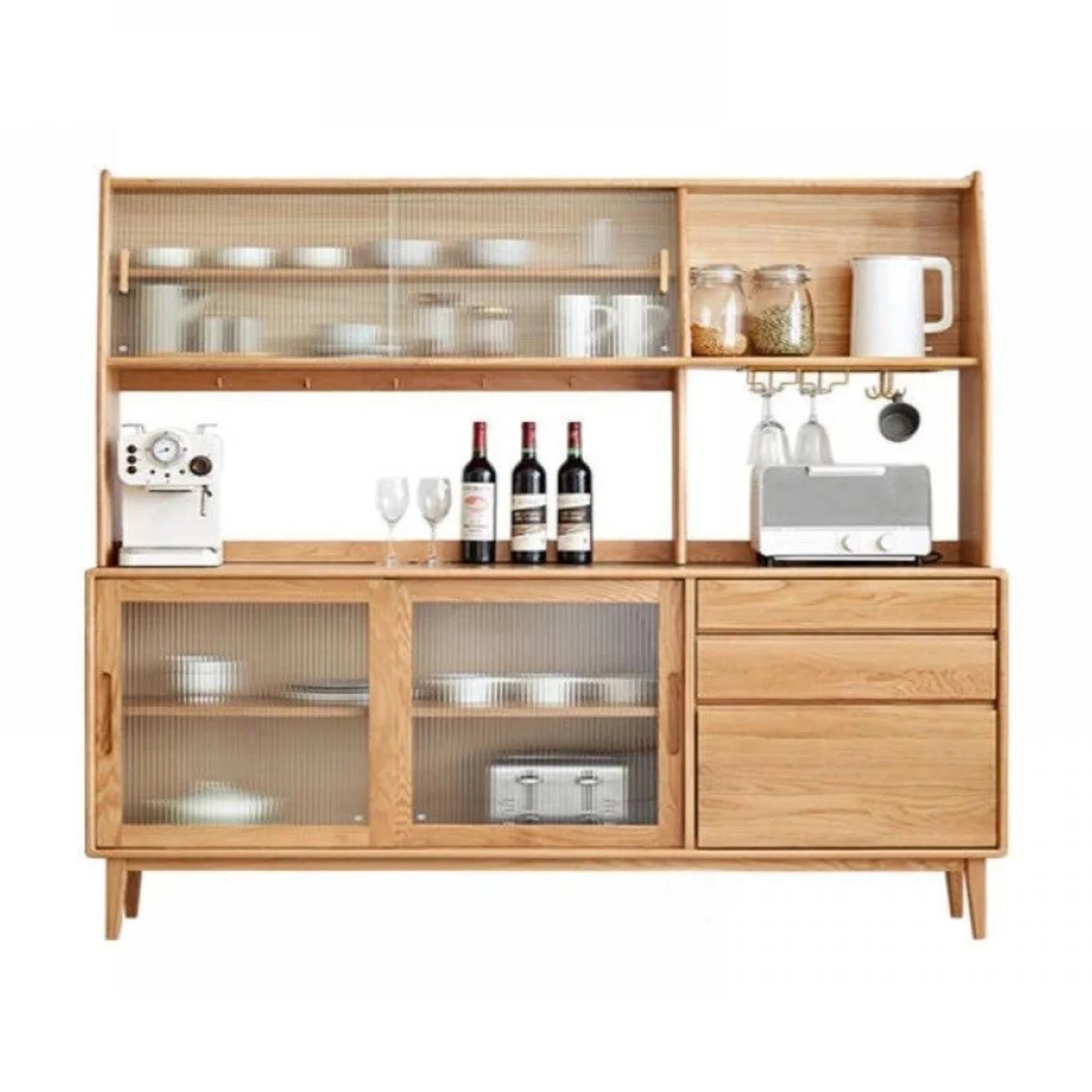 Solidwood Bailey Sideboard, 125x40x169CM, Natural Wood