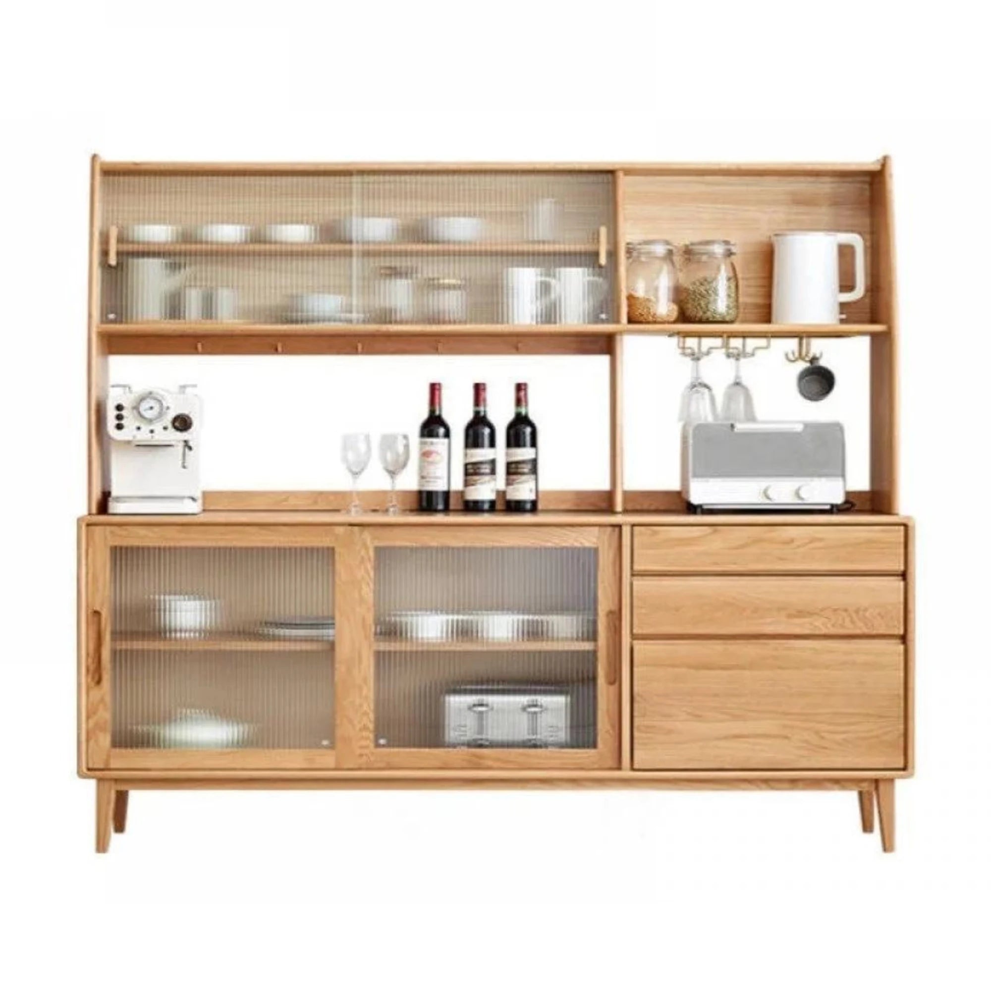 Solidwood Bailey Sideboard, 125x40x169CM, Natural Wood