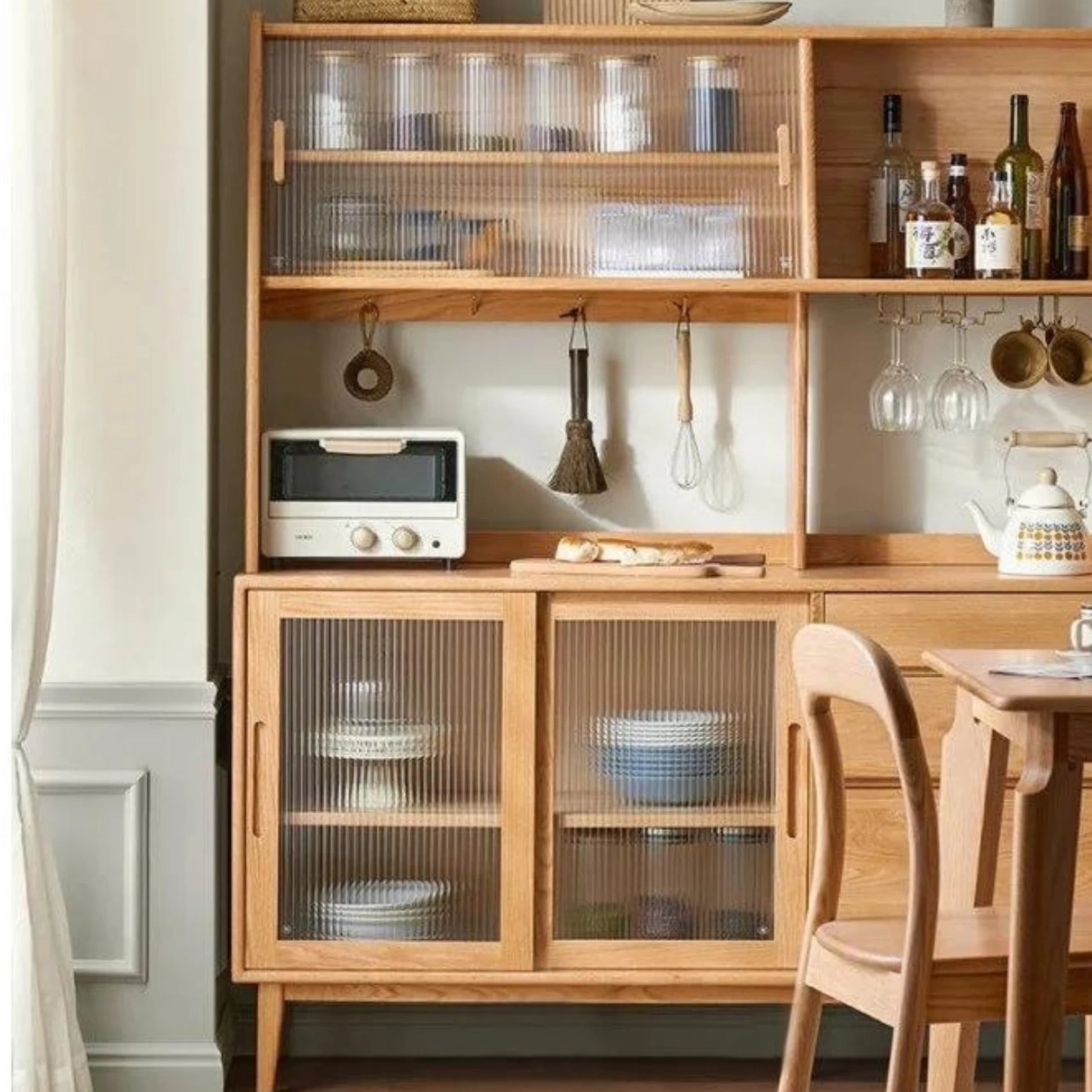 Solidwood Bailey Sideboard, 125x40x169CM, Natural Wood