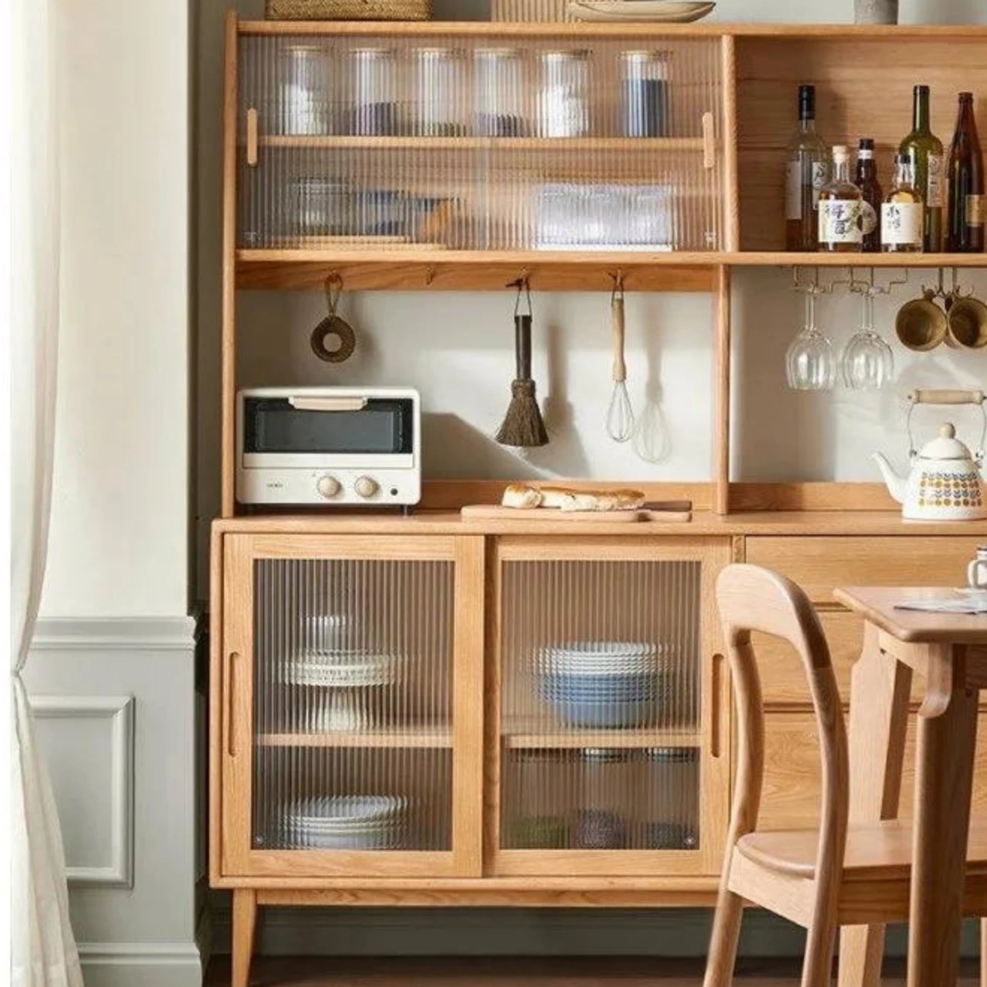 Solidwood Bailey Sideboard, 125x40x169CM, Natural Wood