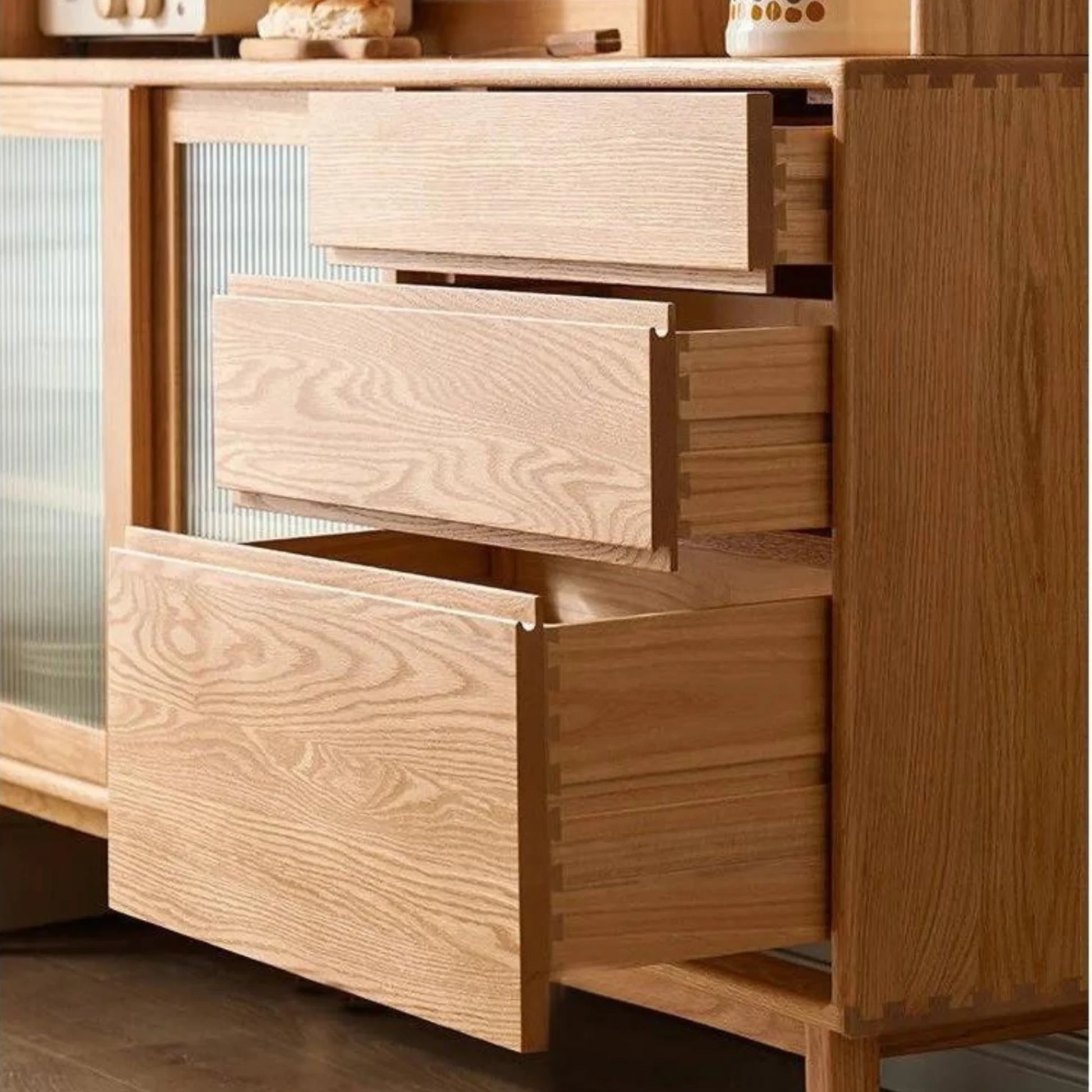 Solidwood Bailey Sideboard, 125x40x169CM, Natural Wood