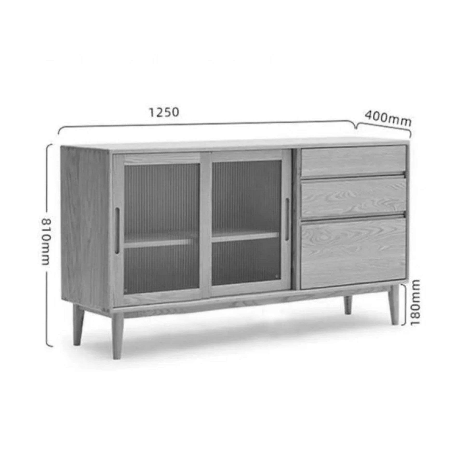 Solidwood Bailey Sideboard, 125x40x81CM, Natural Wood