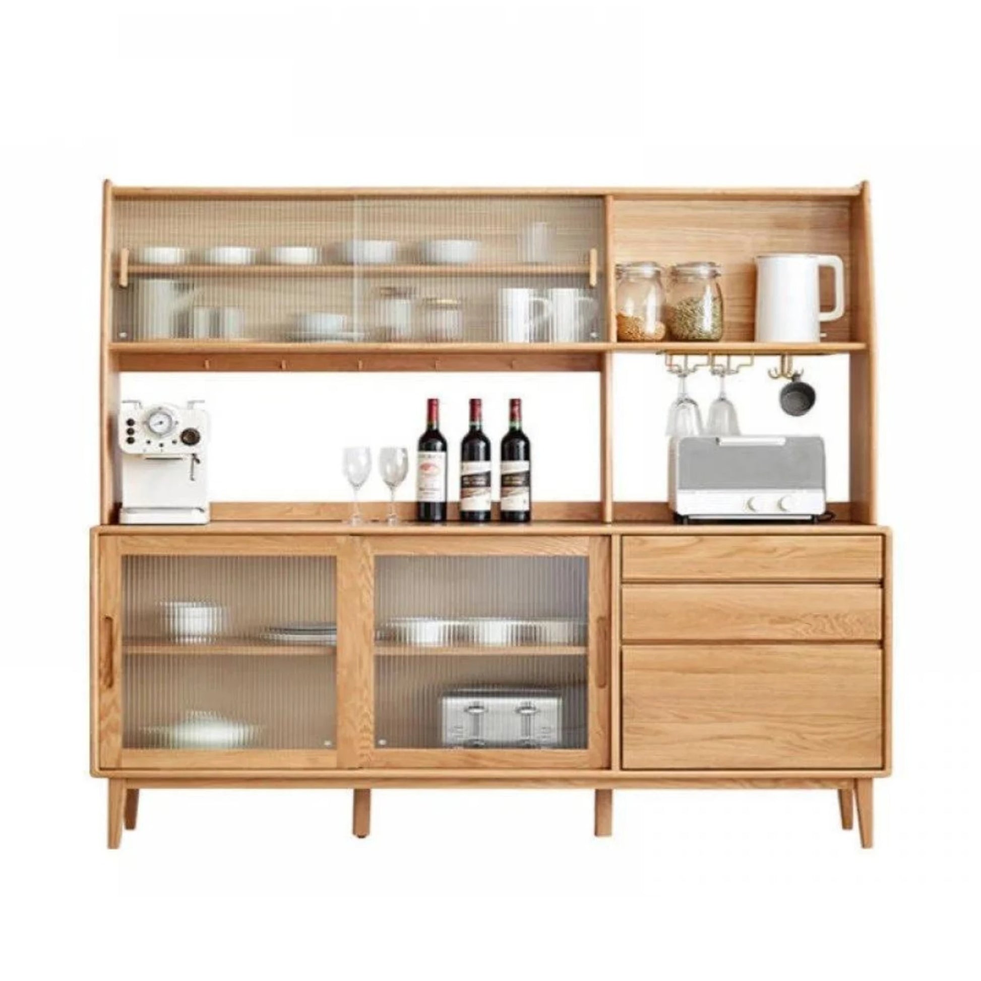 Solidwood Bailey Sideboard, 150x40x169CM, Natural Wood