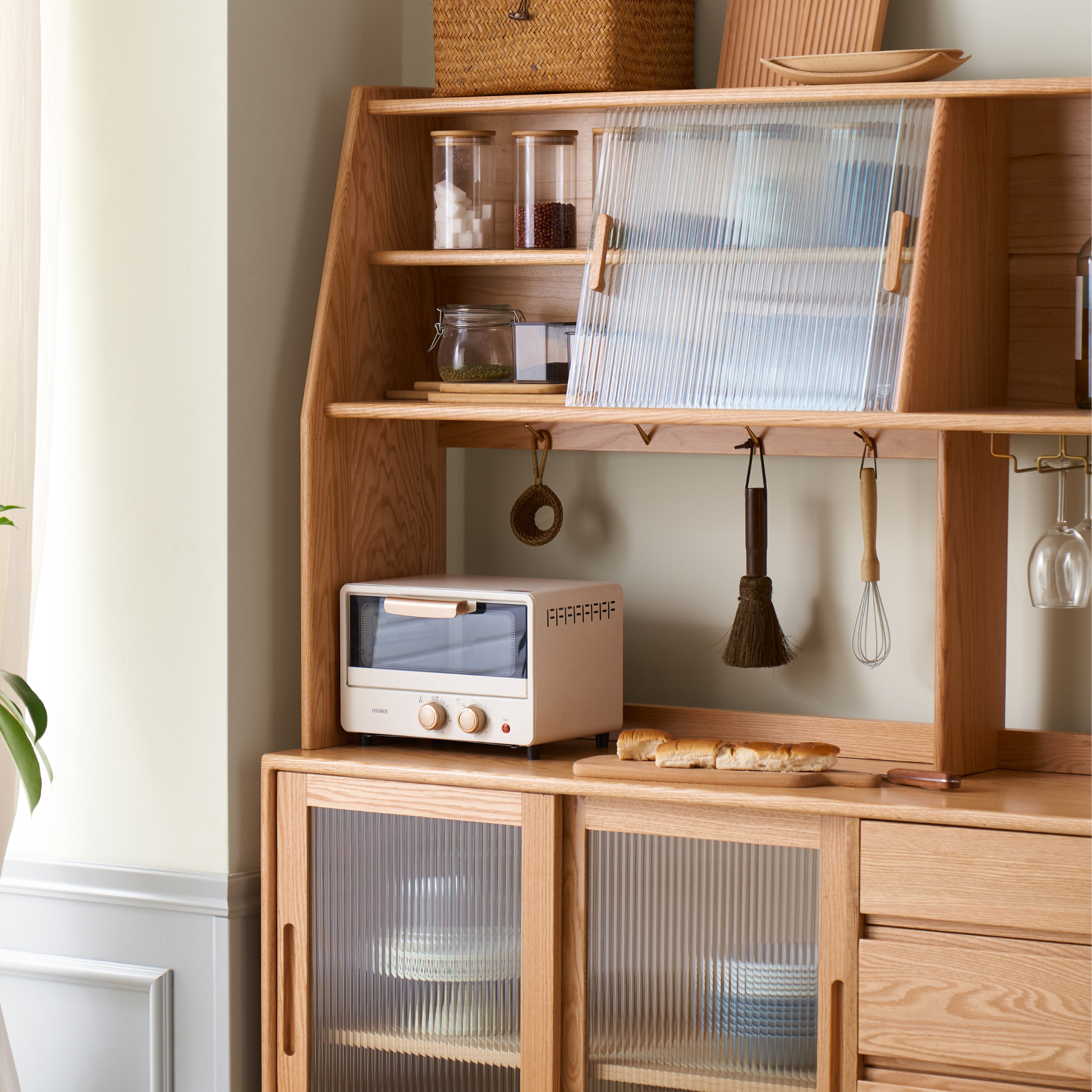 Solidwood Bailey Sideboard, 150x40x169CM, Natural Wood