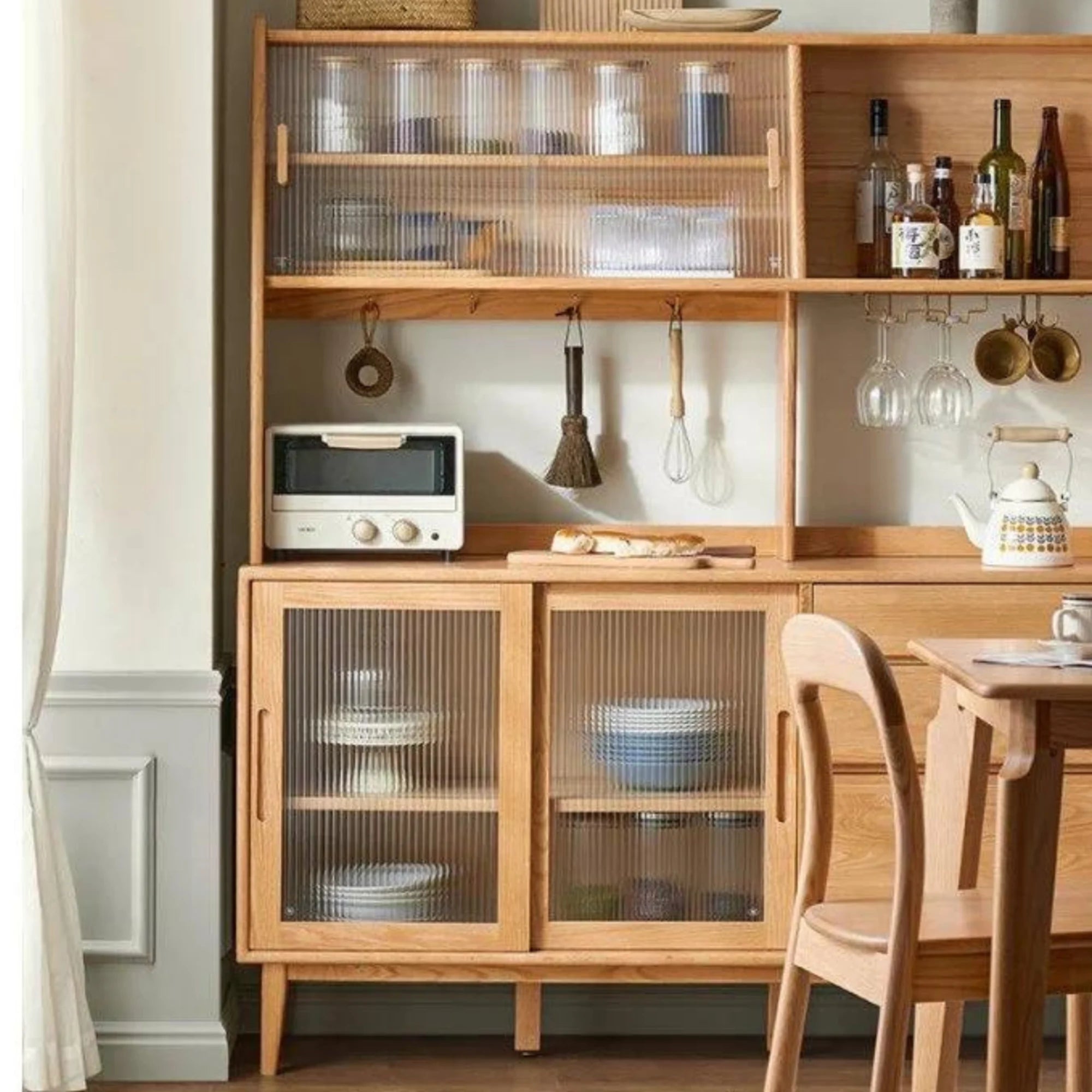 Solidwood Bailey Sideboard, 150x40x169CM, Natural Wood