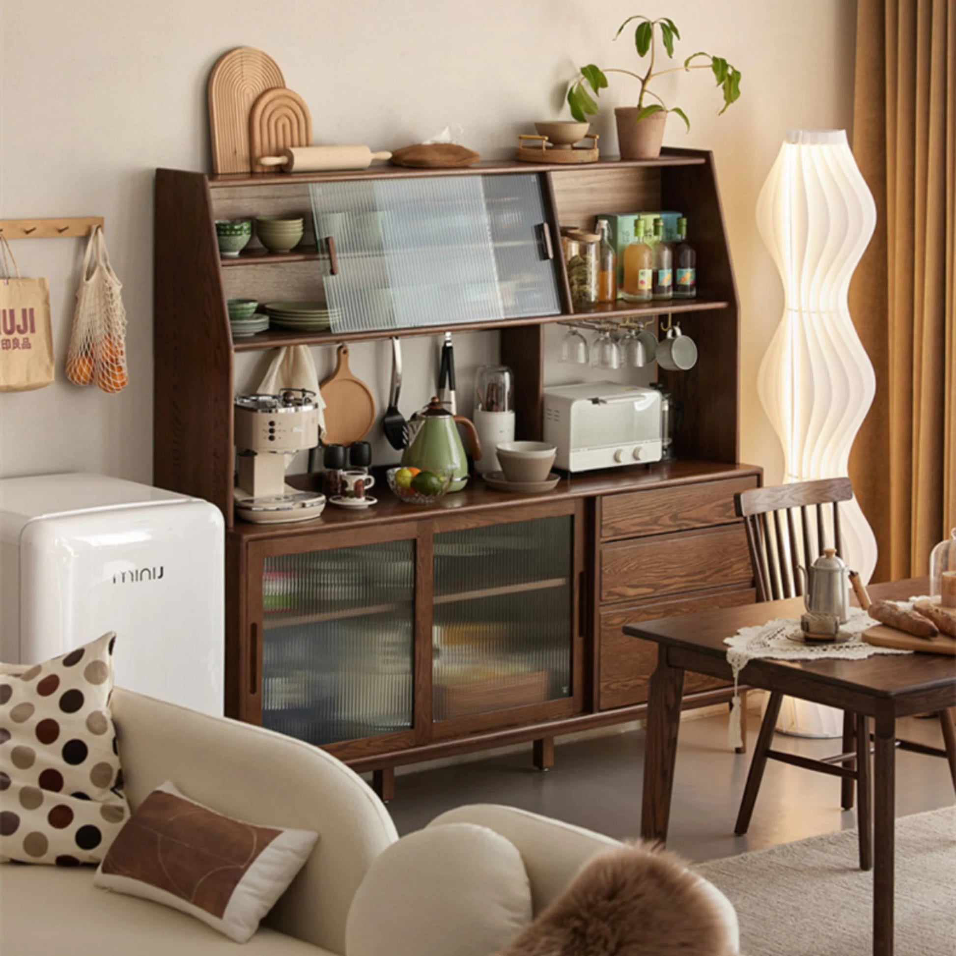 Solidwood Bailey Sideboard, 150x40x169CM, Dark Wood