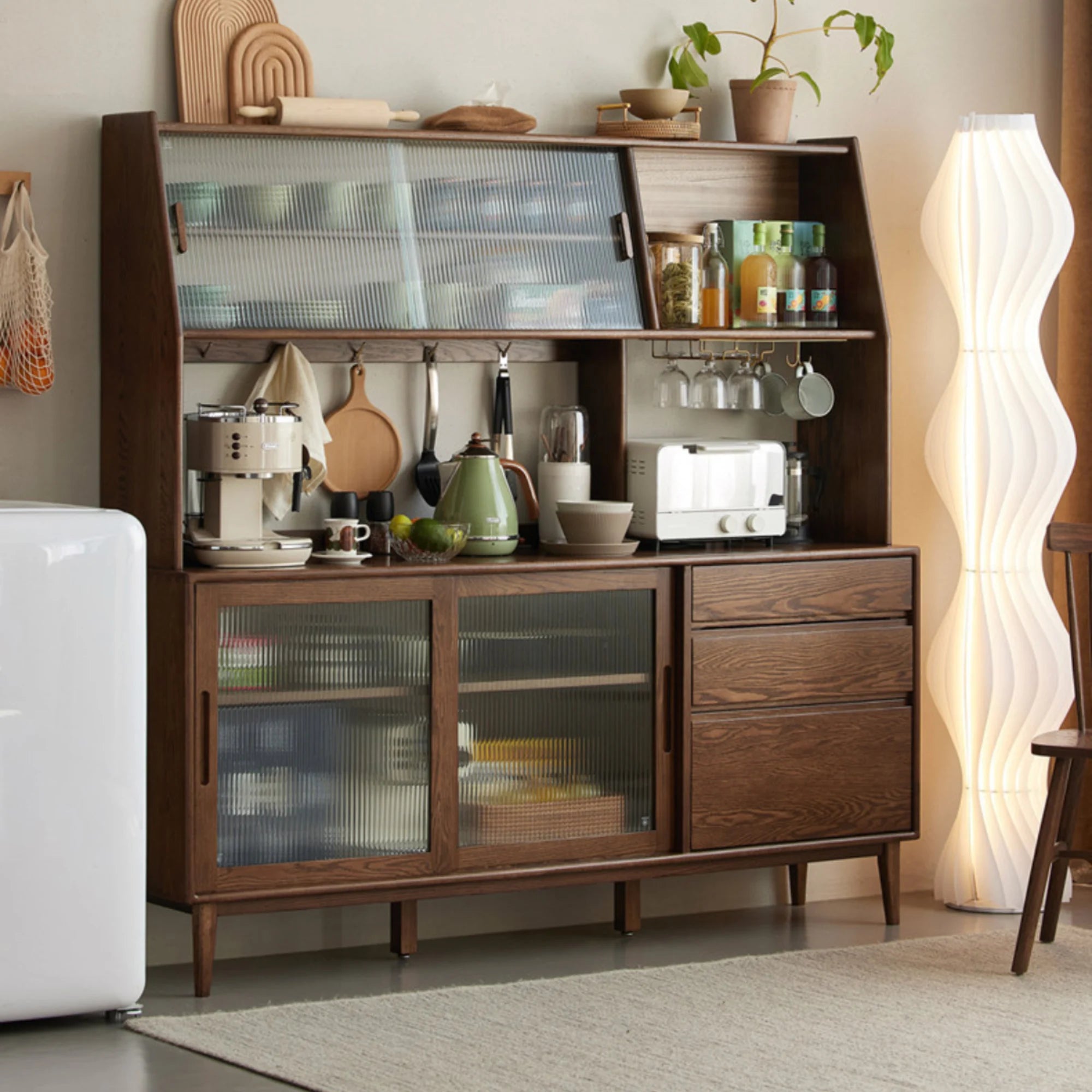 Solidwood Bailey Sideboard, 150x40x169CM, Dark Wood