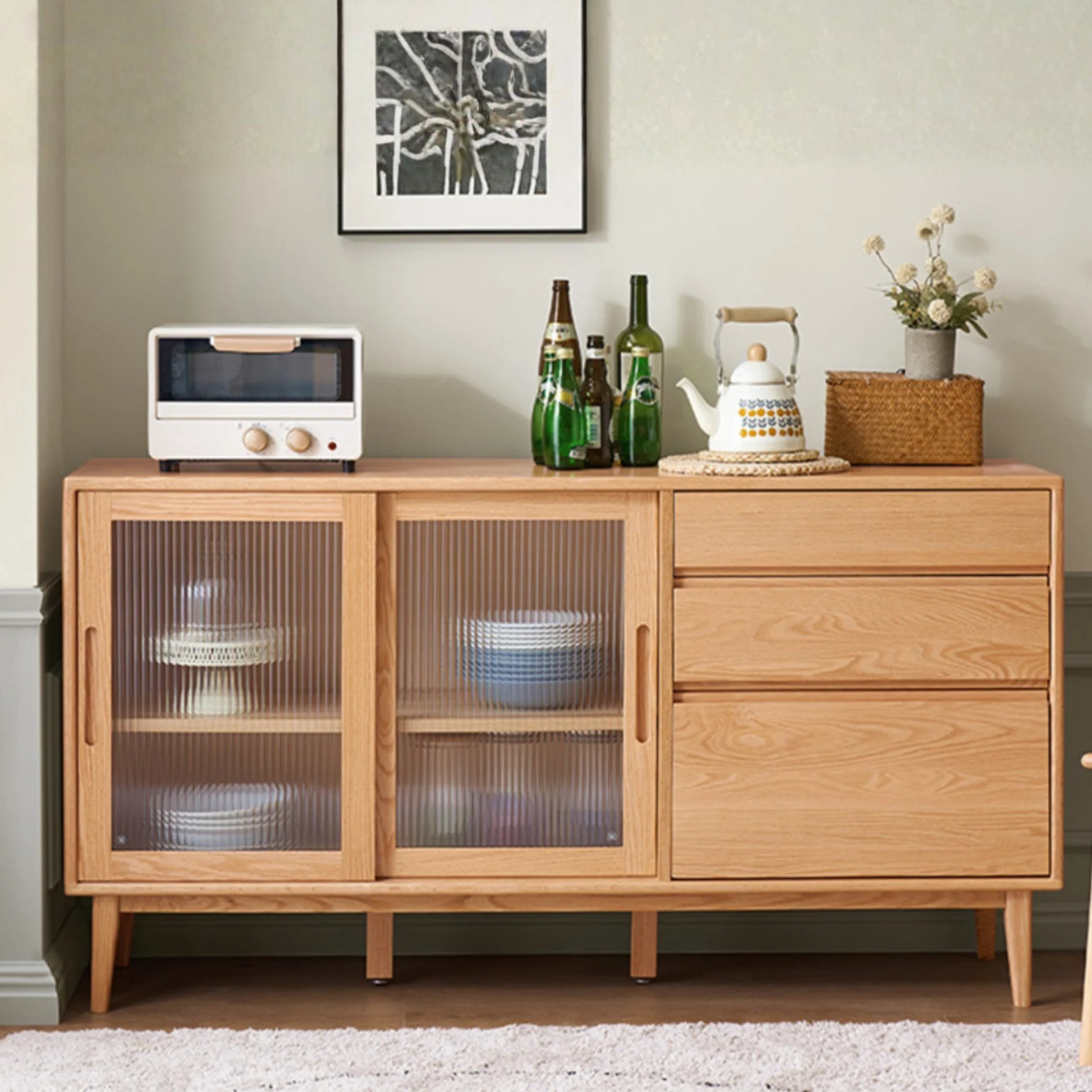 Solidwood Bailey Sideboard, 150x40x81CM, Natural Wood
