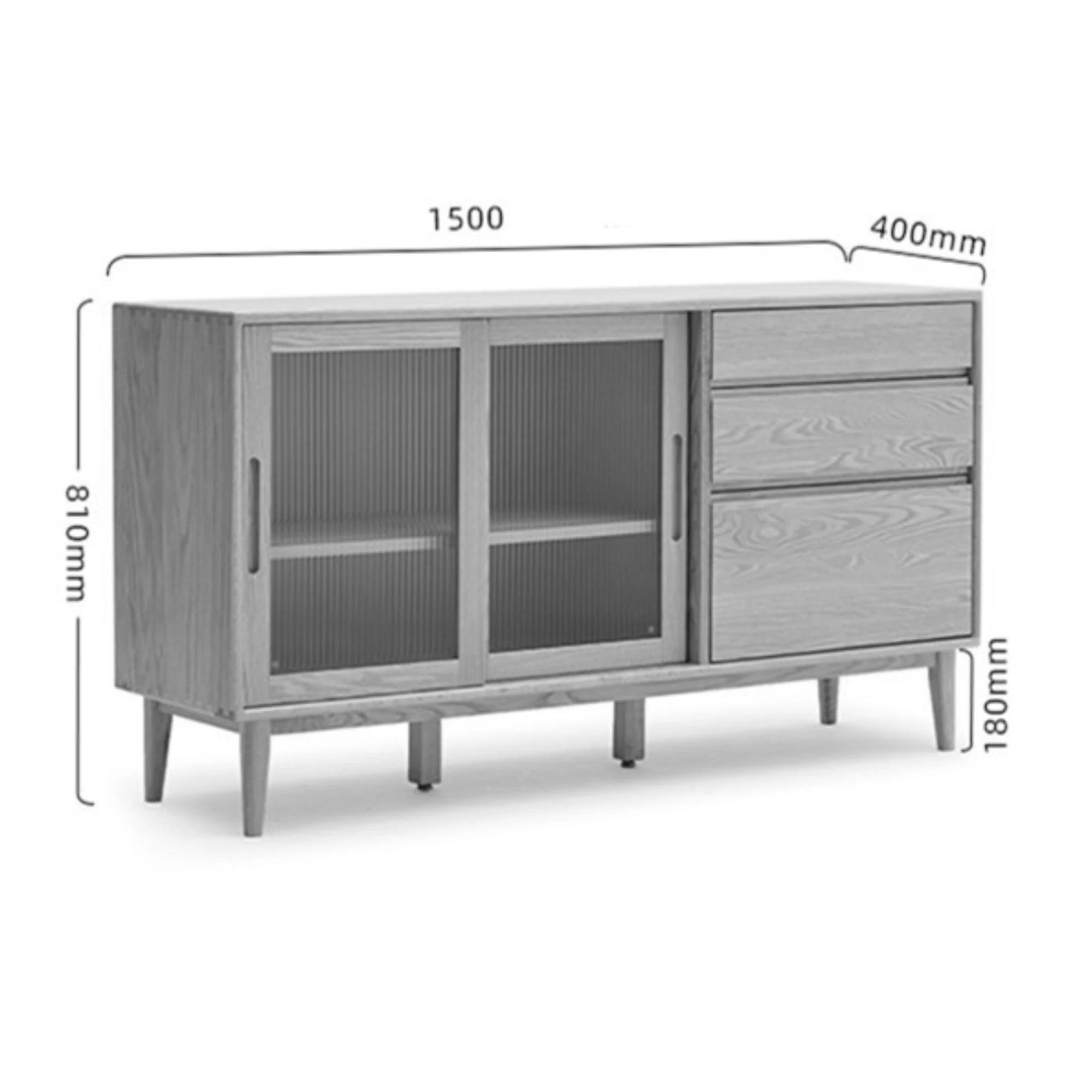 Solidwood Bailey Sideboard, 150x40x81CM, Natural Wood