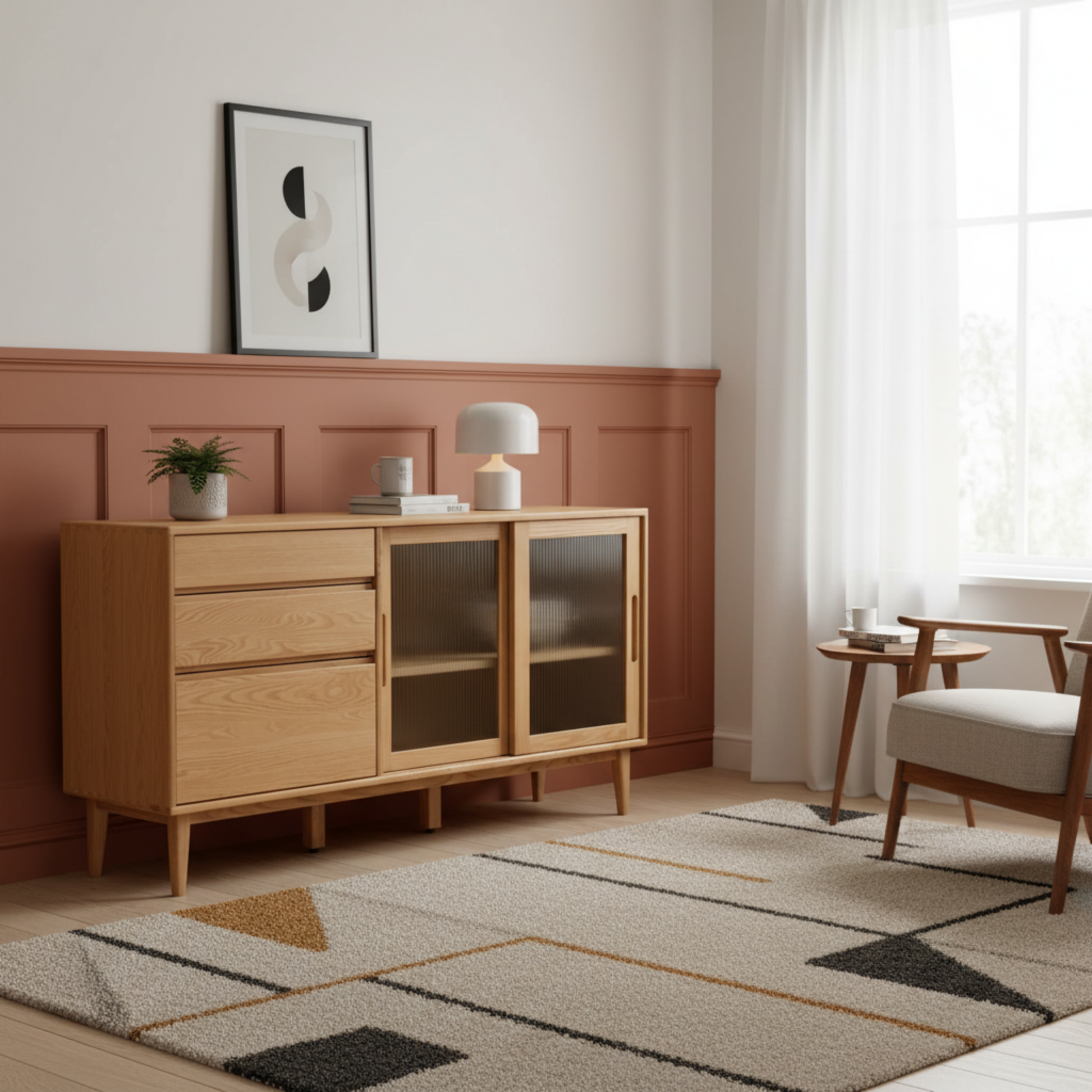 Solidwood Bailey Sideboard, 150x40x81CM, Natural Wood