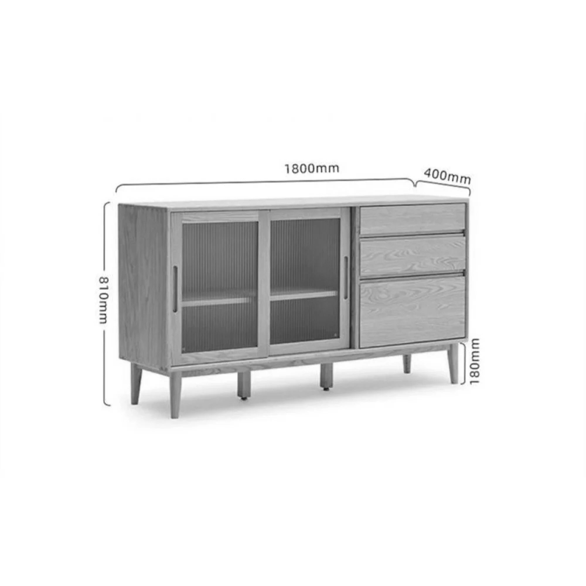 Solidwood Bailey Sideboard, 180x40x81CM, Natural Wood