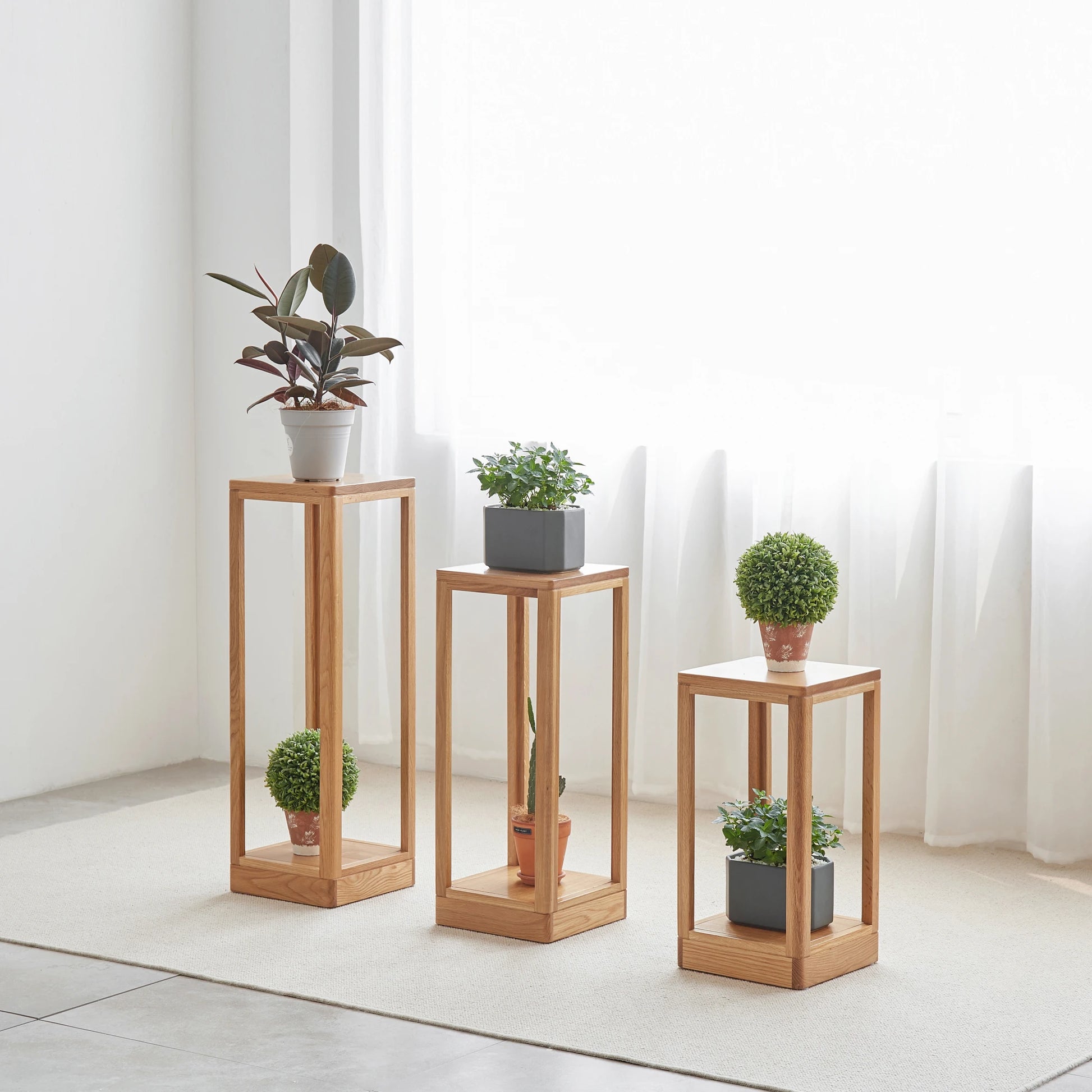 Solidwood Berlin Plant Stand, 30x30x92cm, Natural Wood