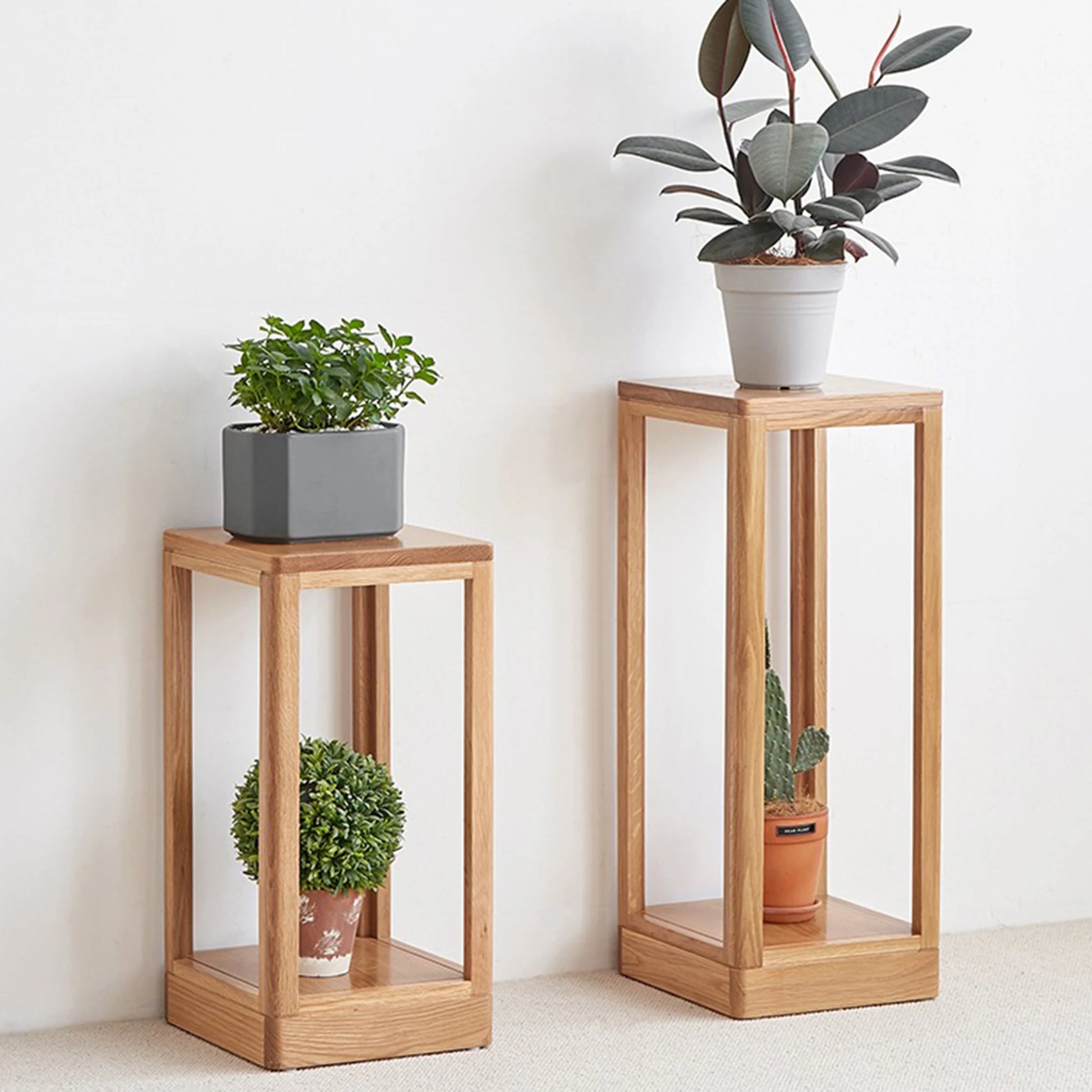 Solidwood Berlin Plant Stand, 30x30x92cm, Natural Wood