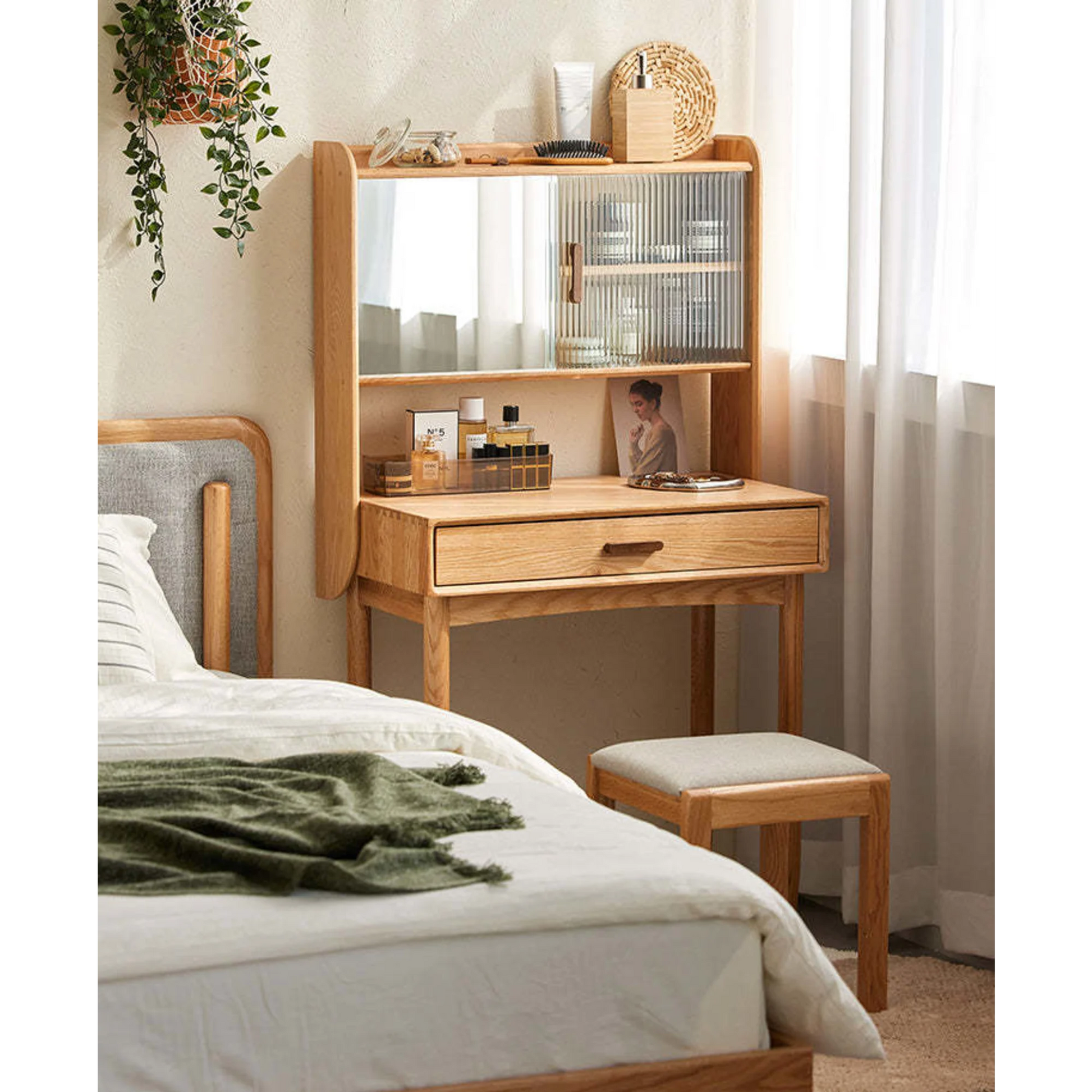Solidwood Danya Dressing Table, 55x42CM, Natural Wood