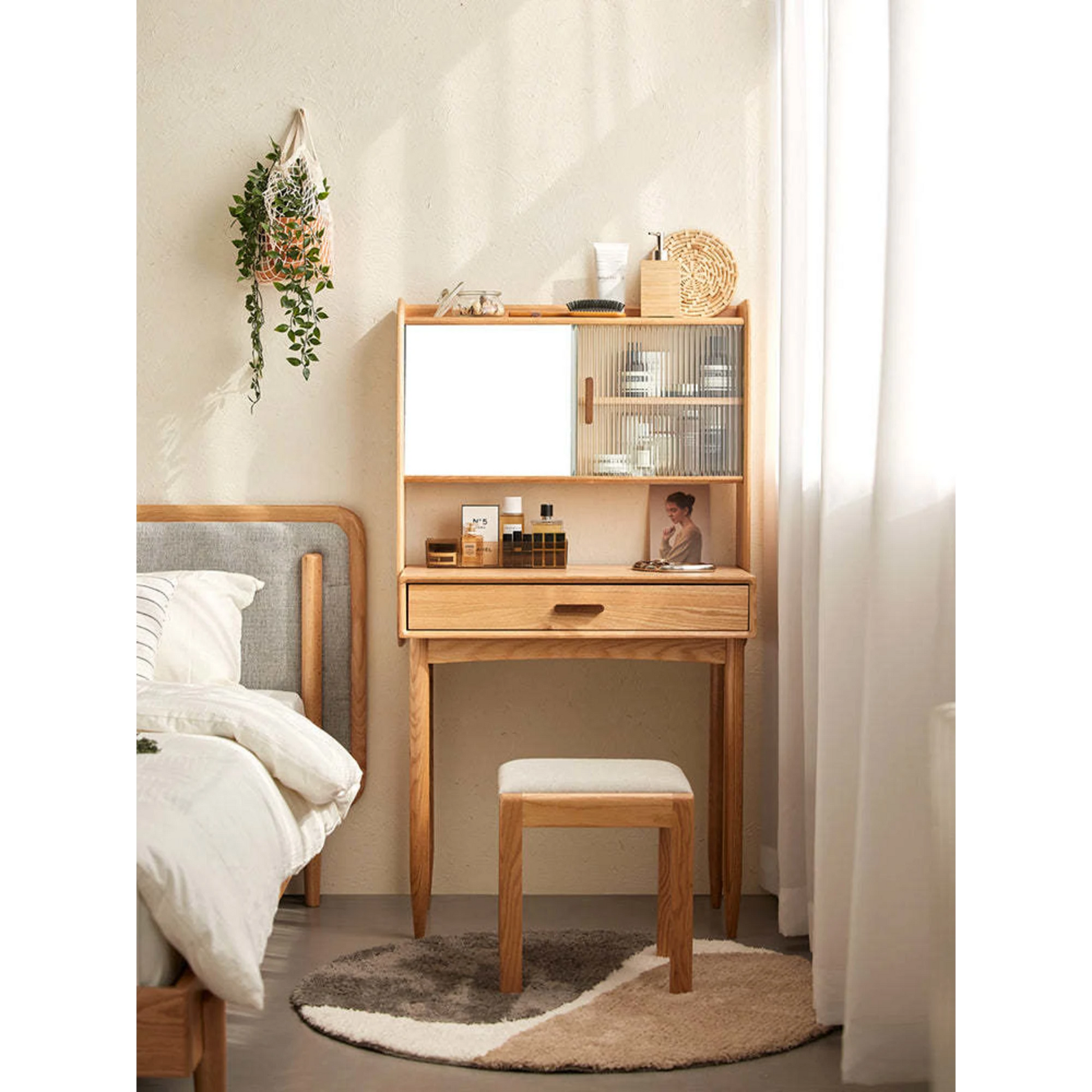 Solidwood Danya Dressing Table, 55x42CM, Natural Wood