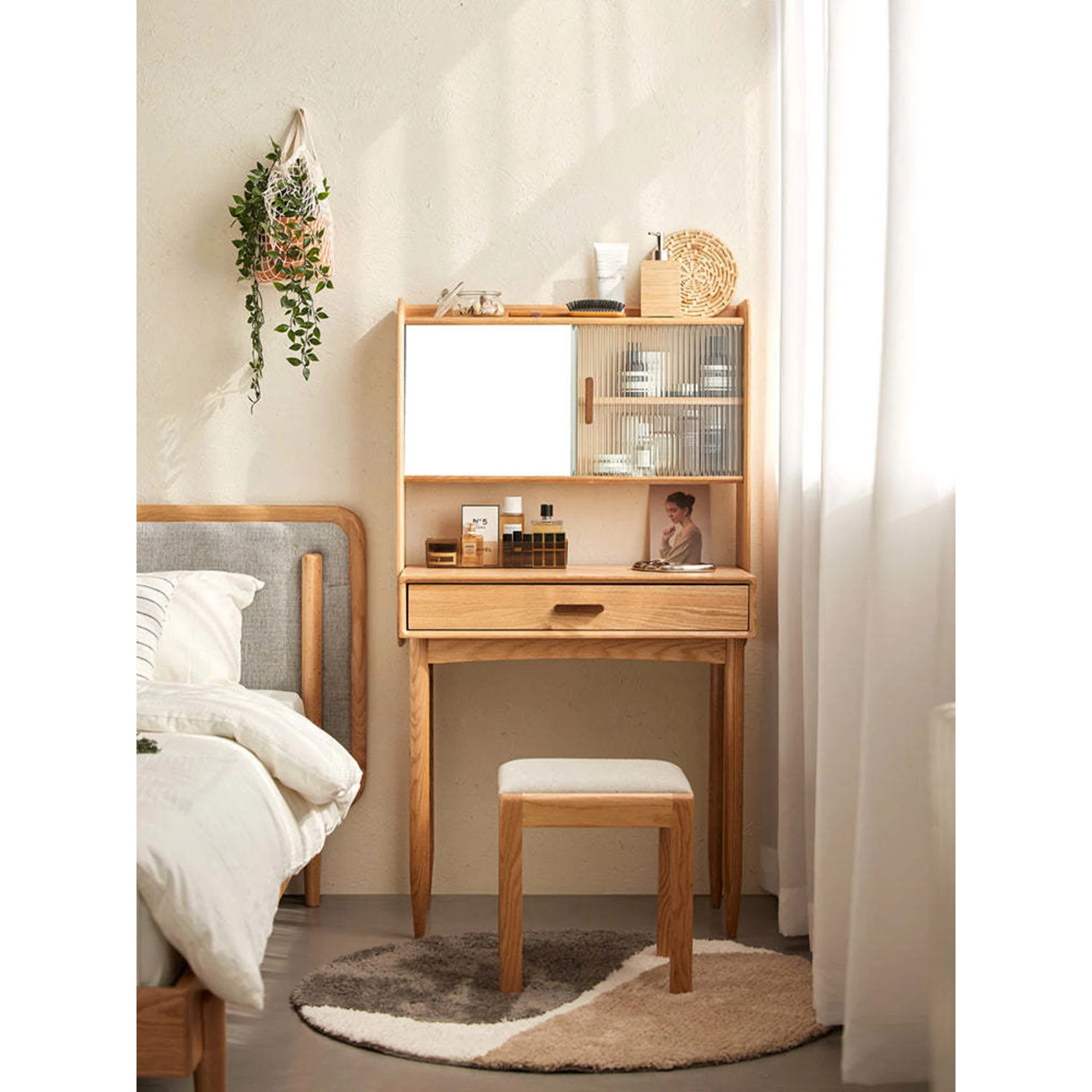 Solidwood Danya Dressing Table, 55x42CM, Natural Wood