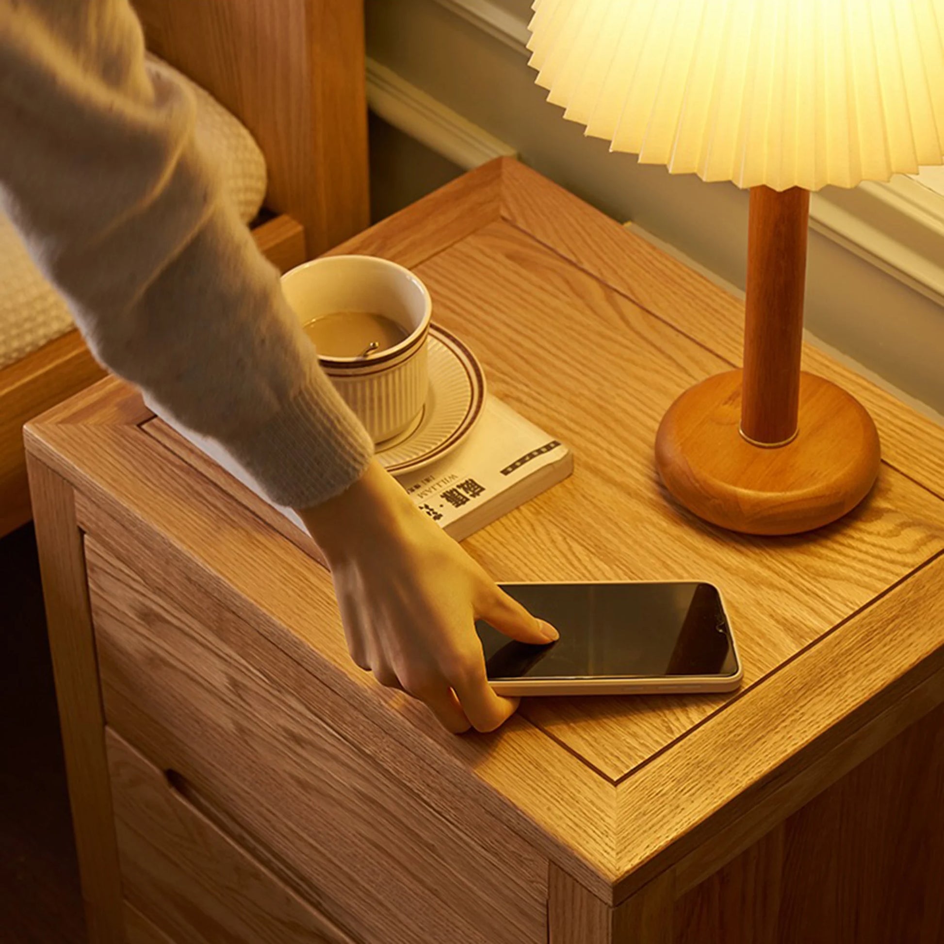 Solidwood Edinburgh Bedside Table, 47x37x50cm, Natural Wood