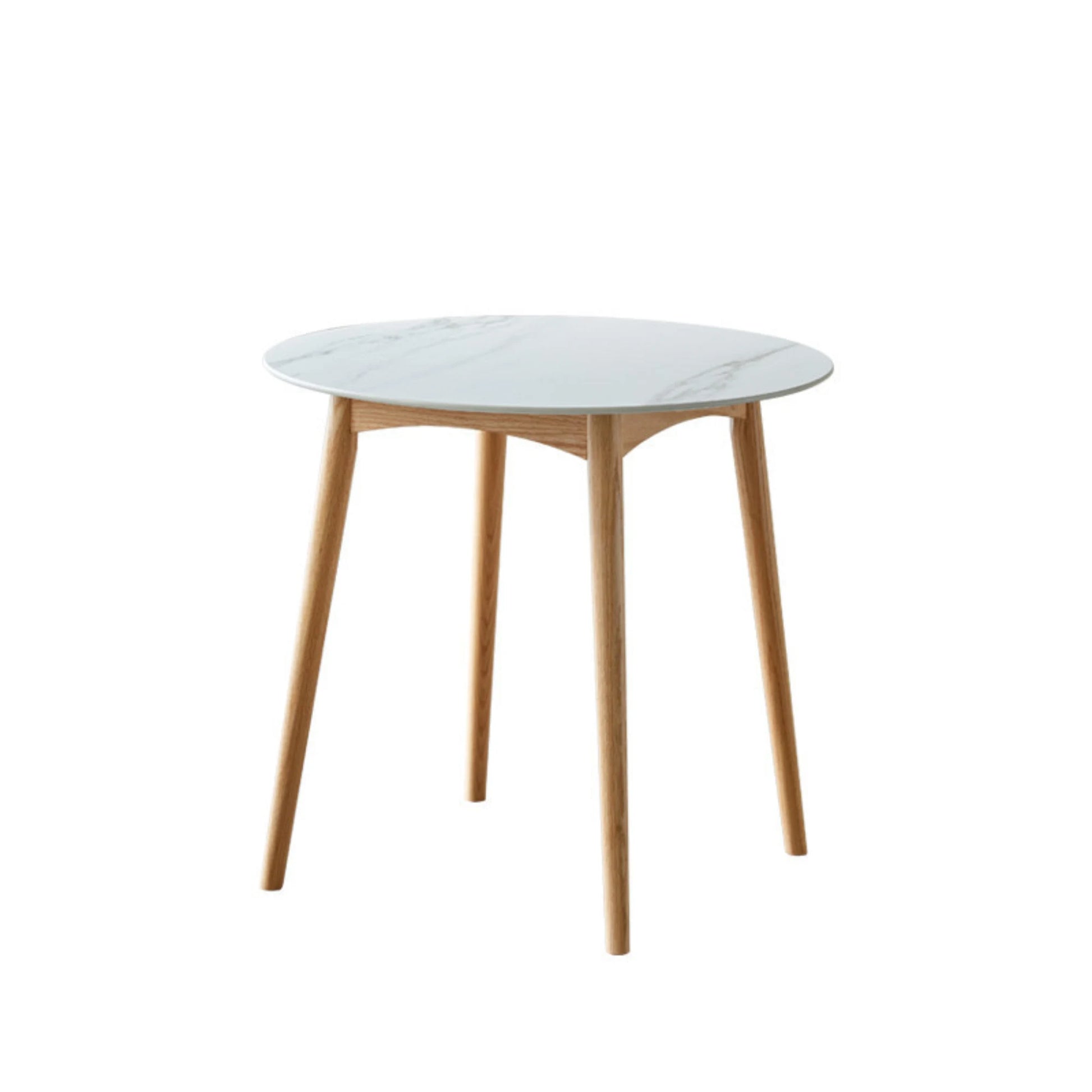 Solidwood Fuji Table, Faux White Marble, Natural Wood