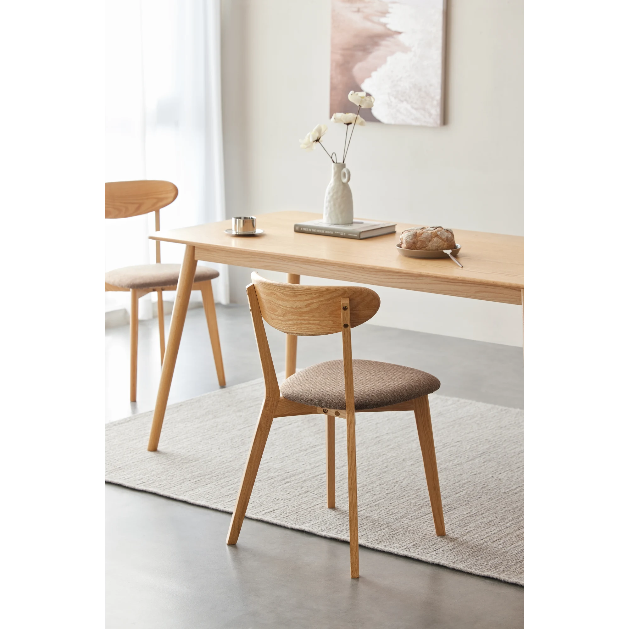 Solidwood Fuji Dining Chair, Natural Wood, Set of 2