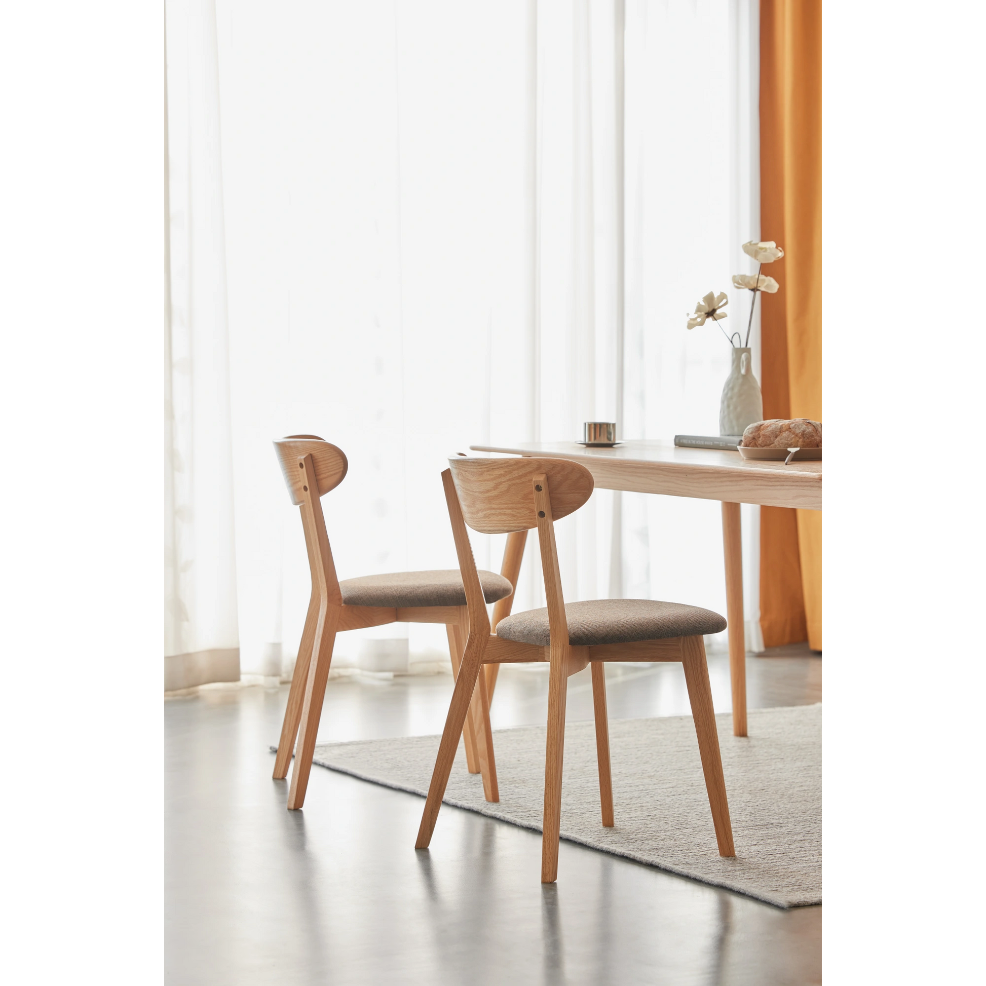 Solidwood Fuji Dining Chair, Natural Wood, Set of 2