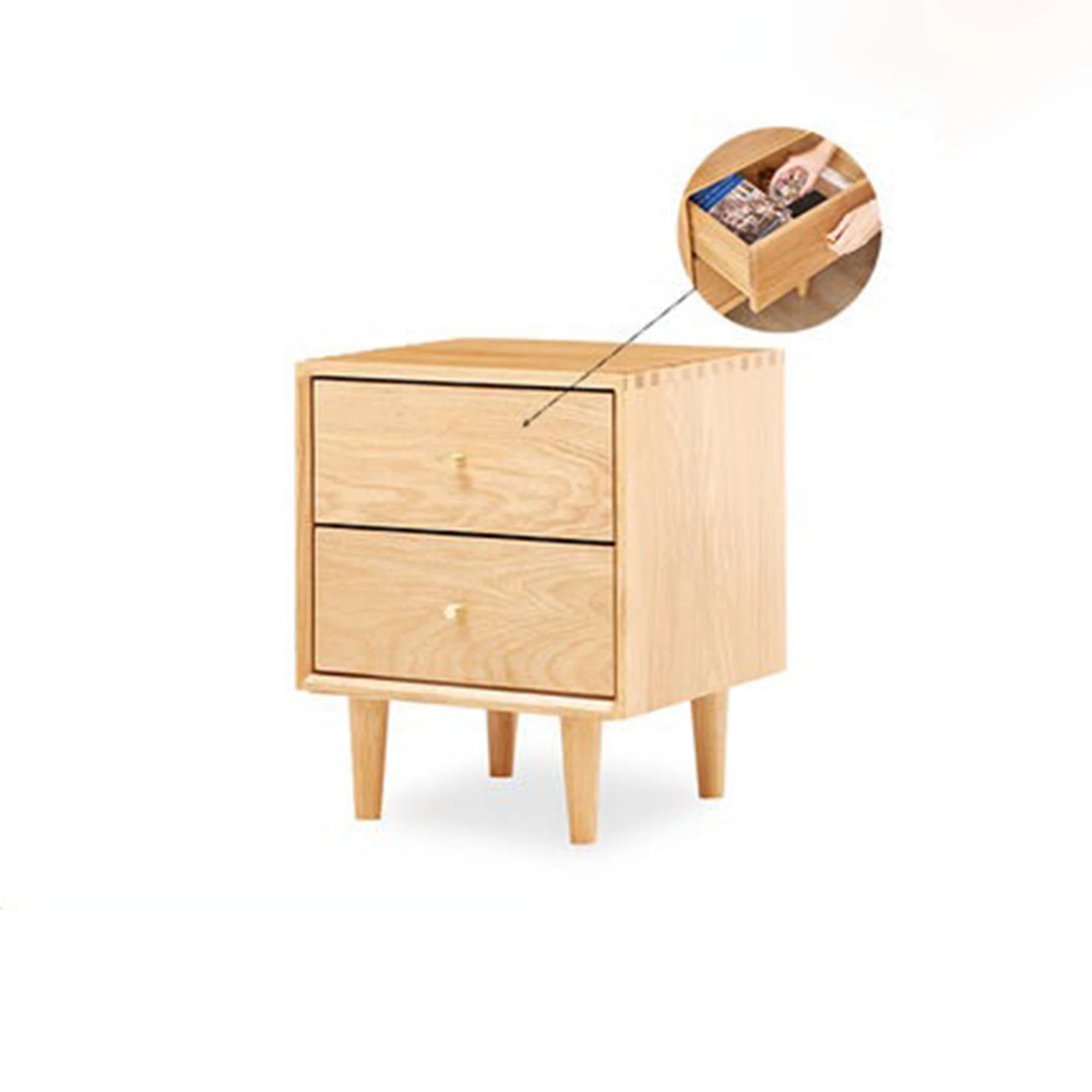 Solidwood Fuji Bedside Table, 40x35x48cm, Natural Wood