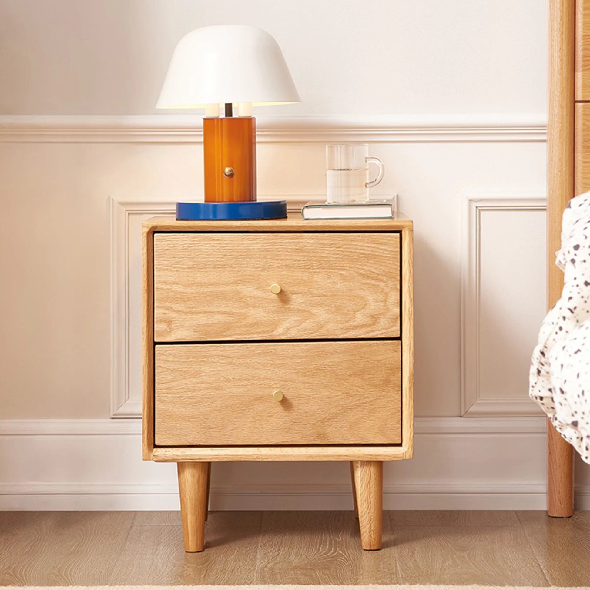 Solidwood Fuji Bedside Table, 40x35x48cm, Natural Wood