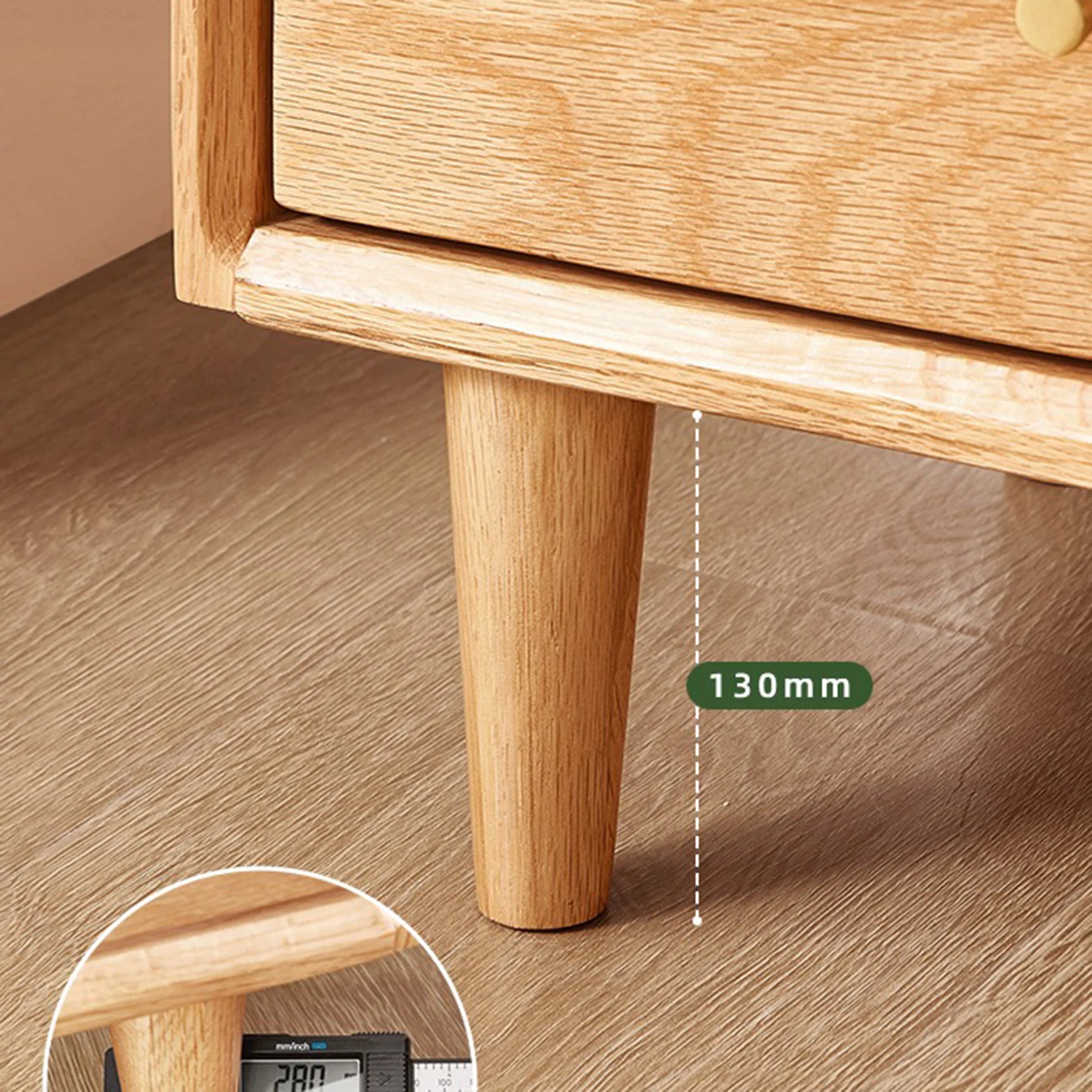 Solidwood Fuji Bedside Table, 40x35x48cm, Natural Wood
