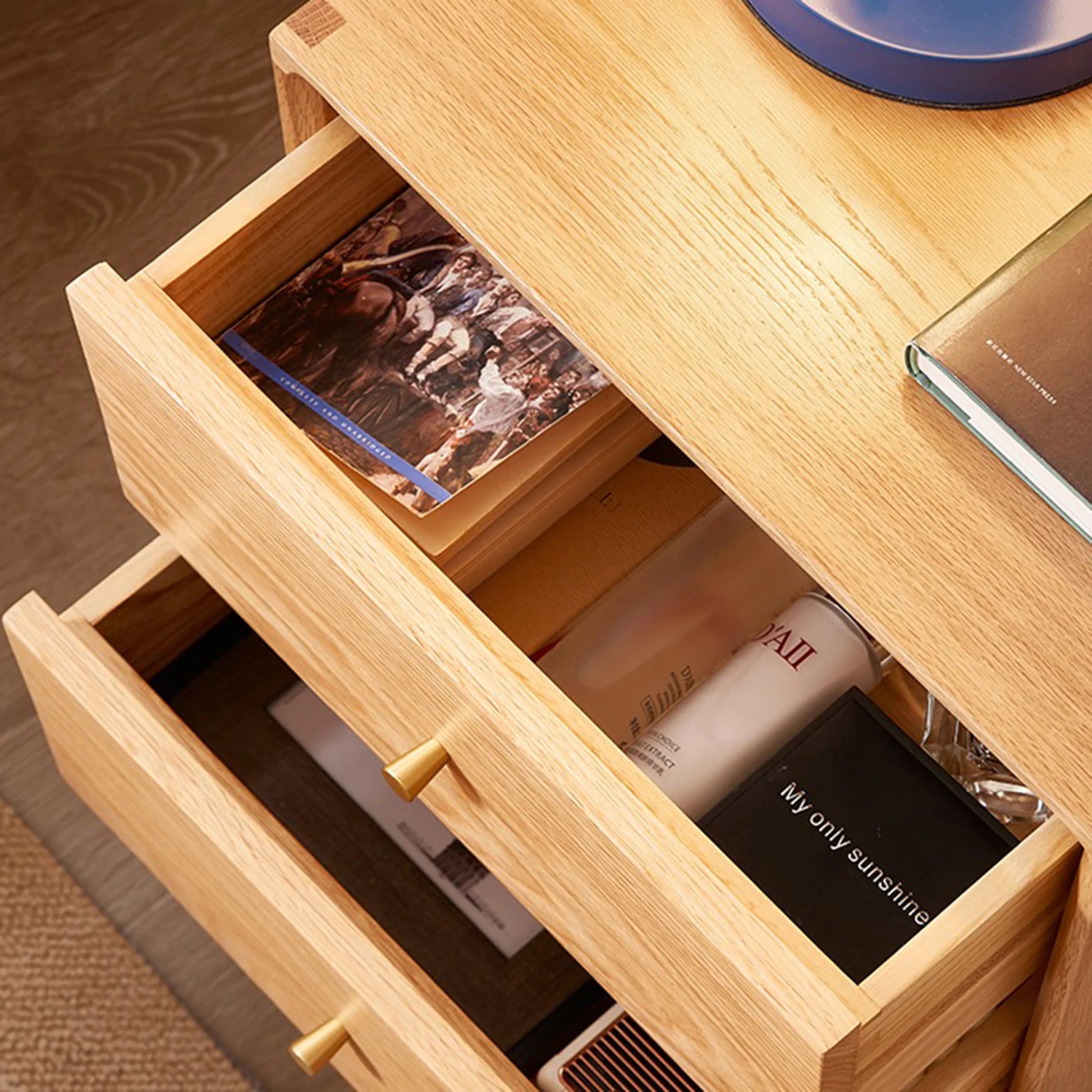 Solidwood Fuji Bedside Table, 40x35x48cm, Natural Wood