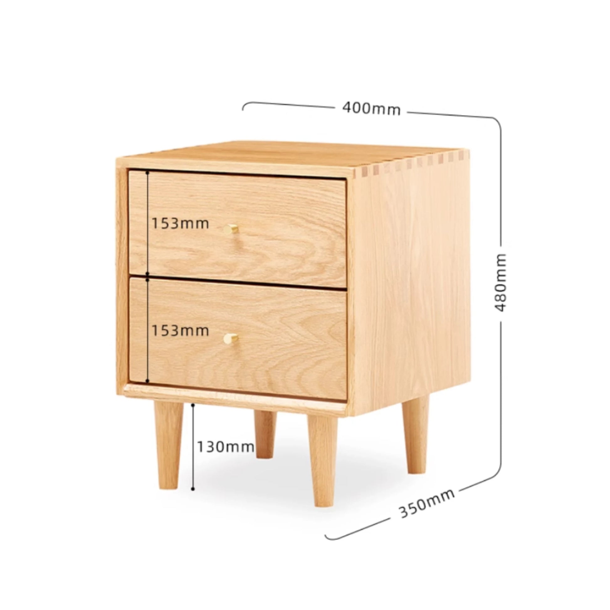 Solidwood Fuji Bedside Table, 40x35x48cm, Natural Wood