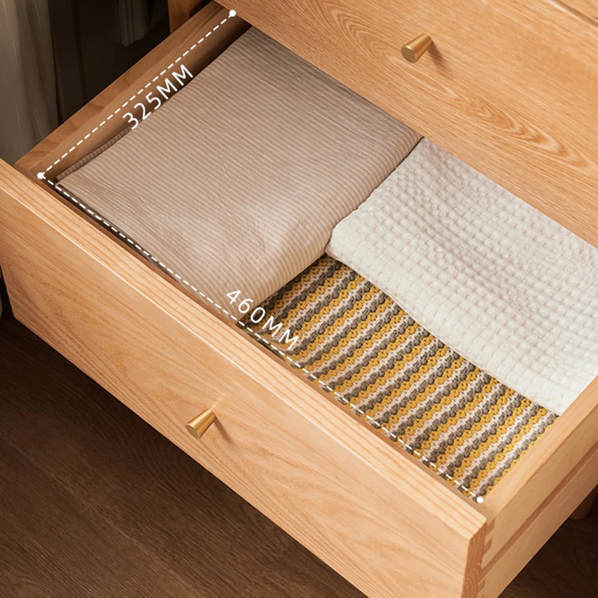 Solidwood Fuji Chest of 6 Drawers, 50x40x120cm, Natural Wood