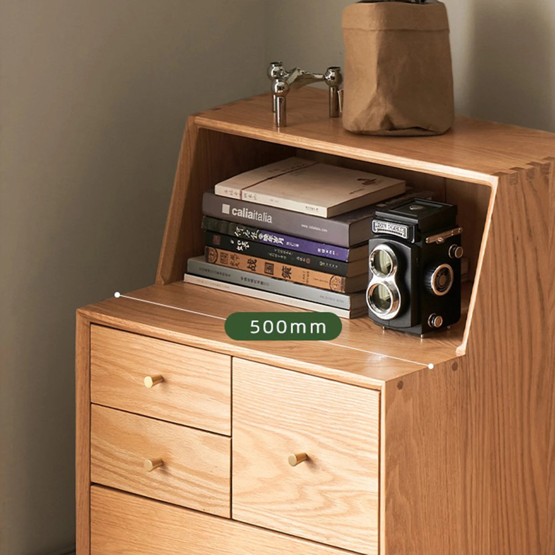 Solidwood Fuji Chest of 6 Drawers, 50x40x120cm, Natural Wood