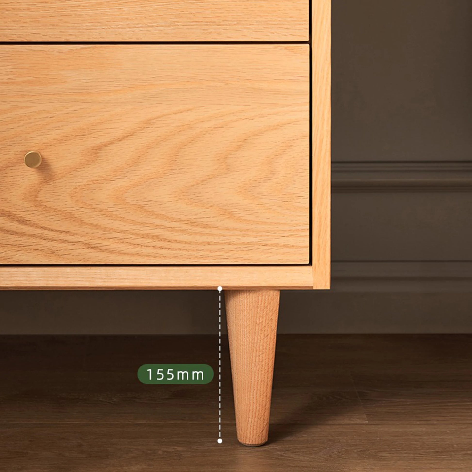 Solidwood Fuji Chest of 6 Drawers, 50x40x120cm, Natural Wood