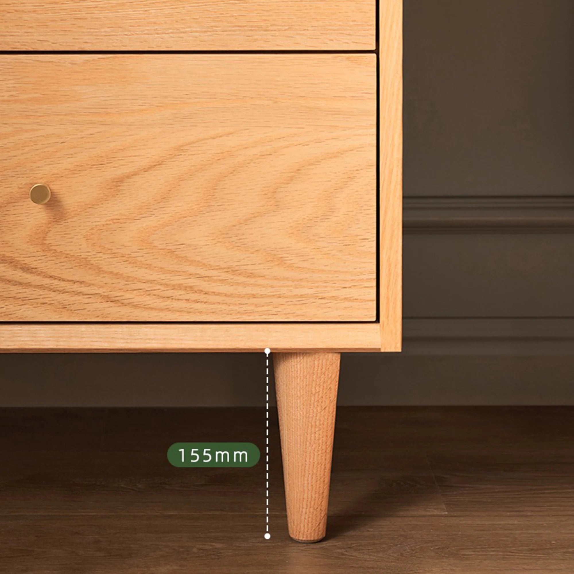 Solidwood Fuji Chest of 6 Drawers, 50x40x120cm, Natural Wood