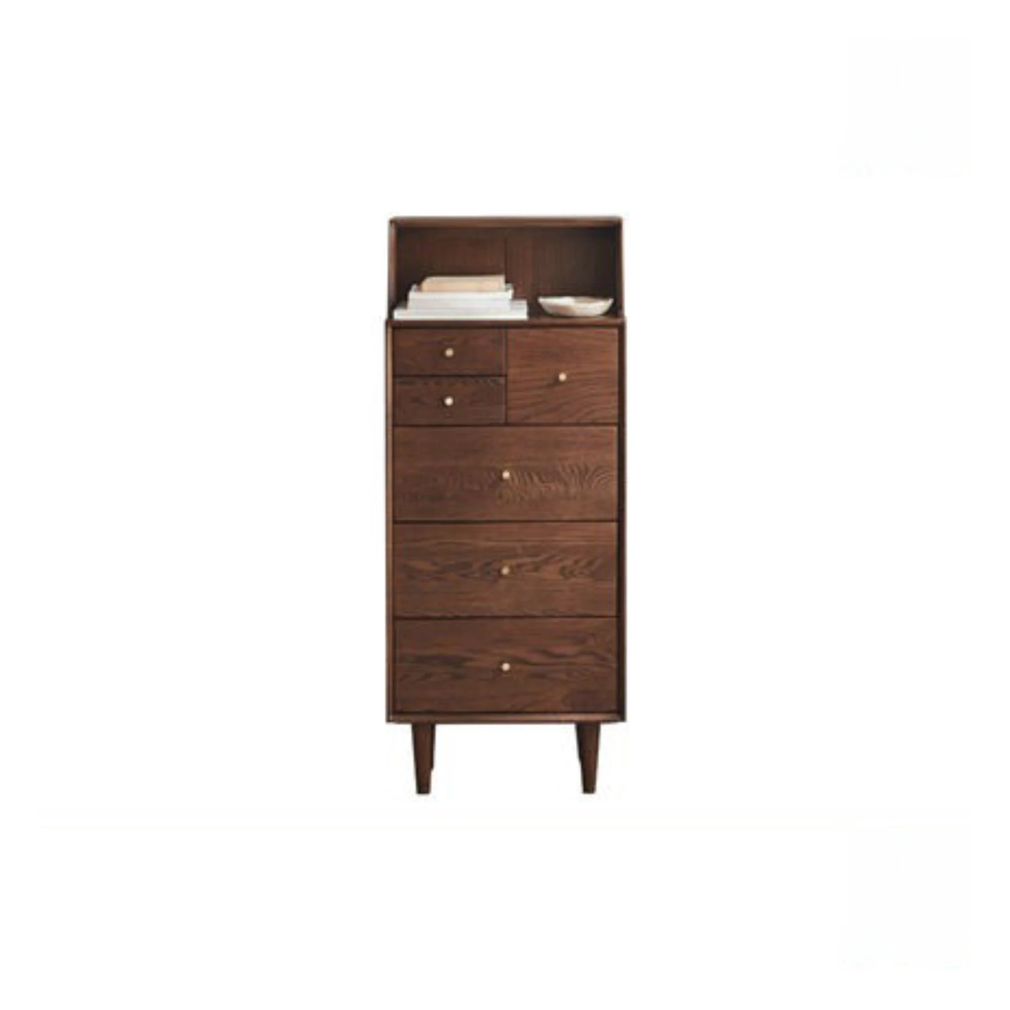 Solidwood Fuji Chest of 6 Drawers, 50x40x120cm, Dark Wood