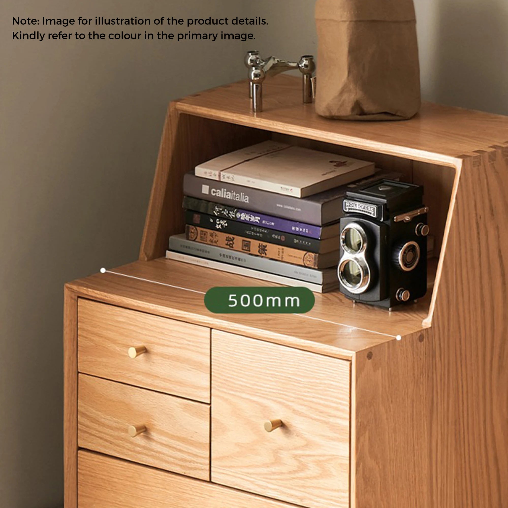 Solidwood Fuji Chest of 6 Drawers, 50x40x120cm, Dark Wood