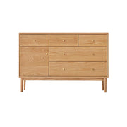 Solidwood Fuji Chest of 6 Drawers, 112x38x74cm, Natural Wood