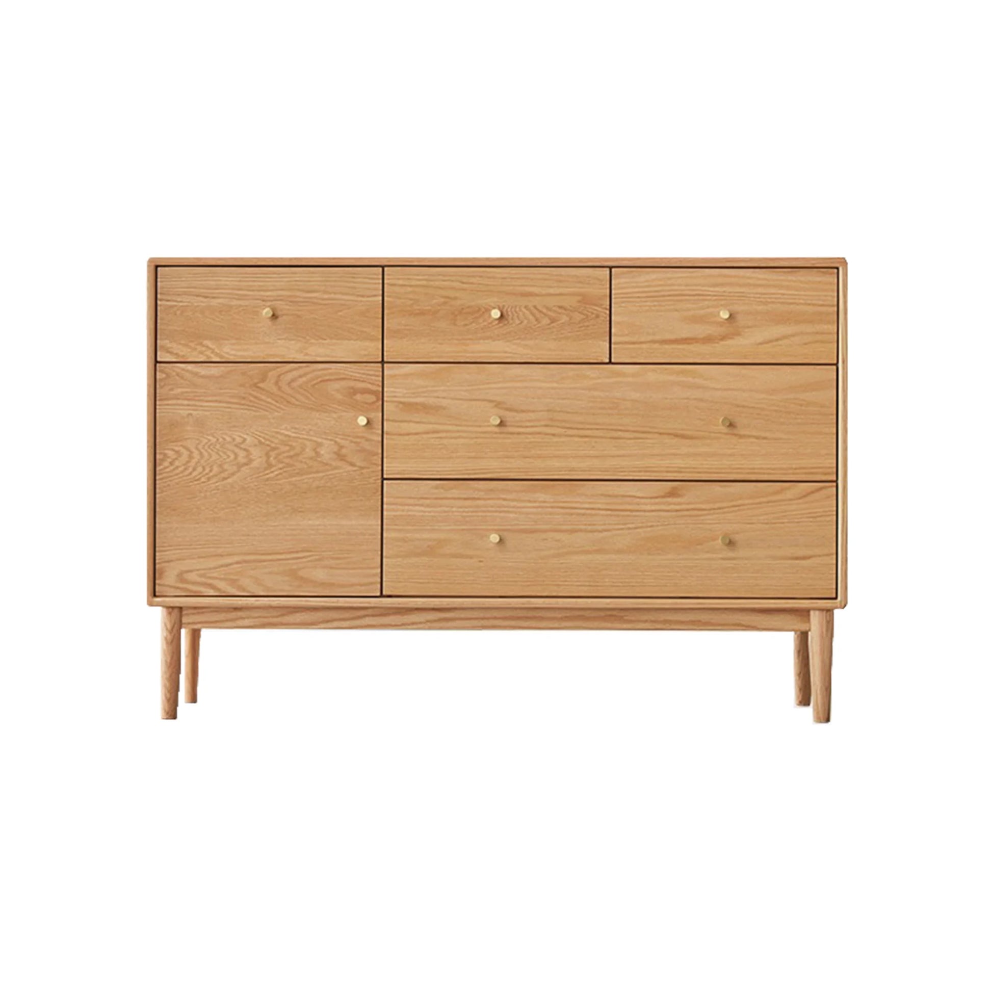 Solidwood Fuji Chest of 6 Drawers, 112x38x74cm, Natural Wood