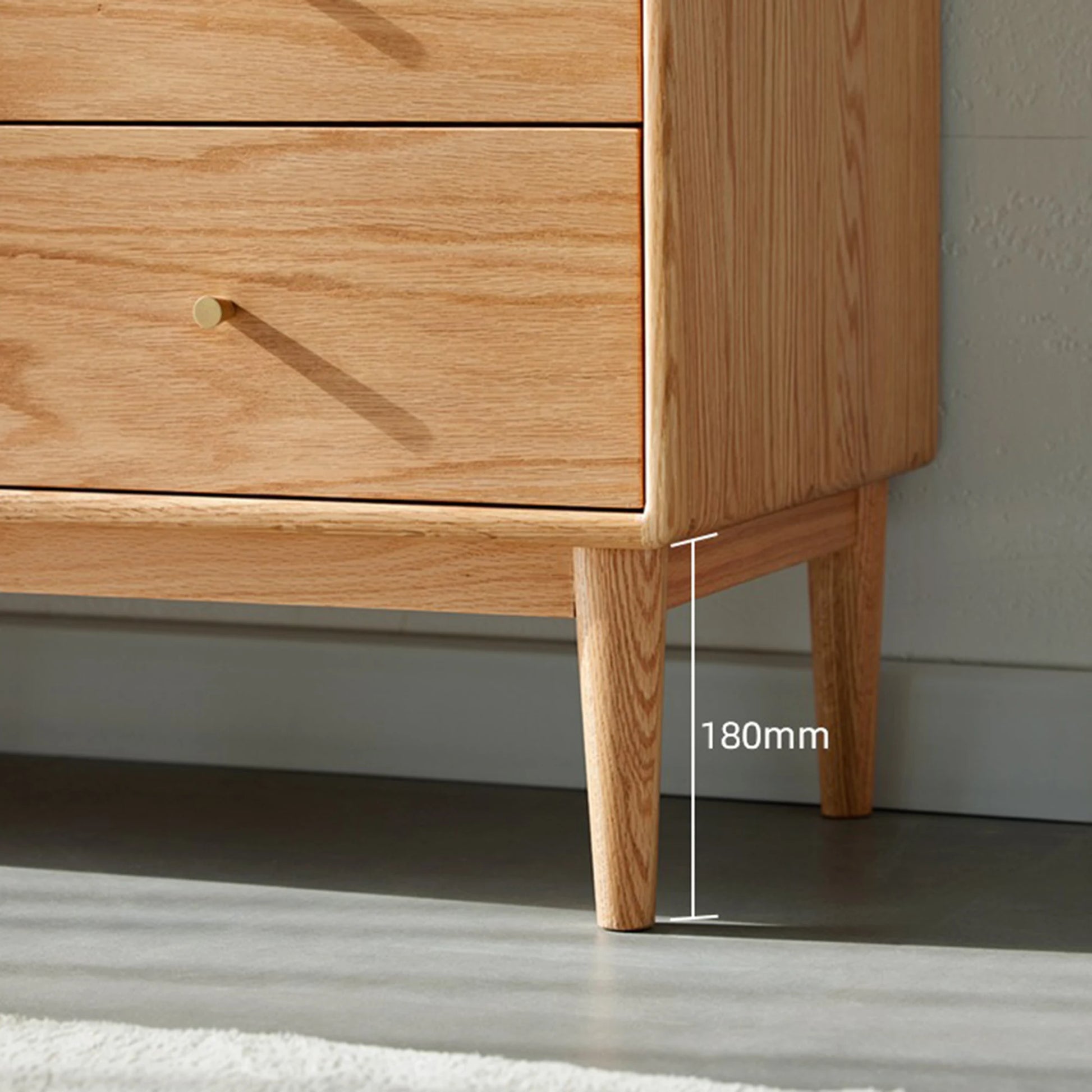 Solidwood Fuji Chest of 6 Drawers, 112x38x74cm, Natural Wood