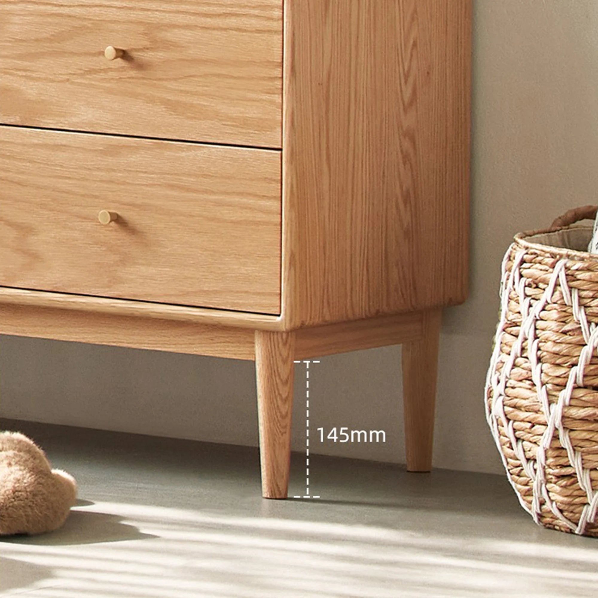 Solidwood Fuji Chest of 7 Drawers, 130x38x74cm, Natural Wood