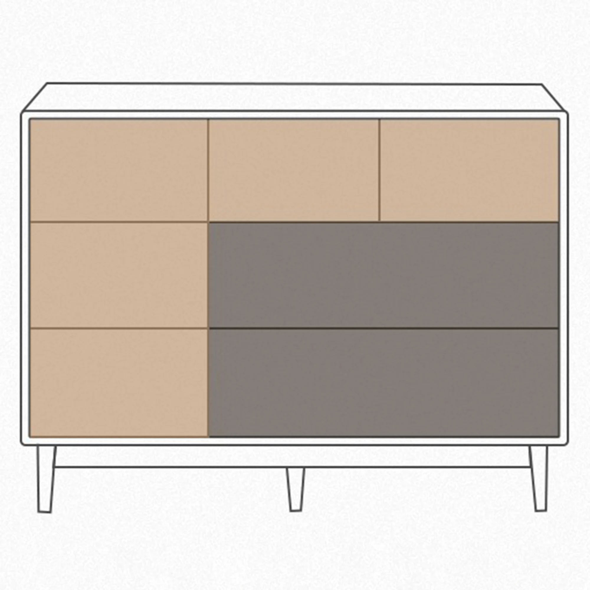 Solidwood Fuji Chest of 7 Drawers, 130x38x74cm, Natural Wood