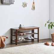 Solidwood Fuji Shoe Bench, 80x30x42cm, Dark Wood