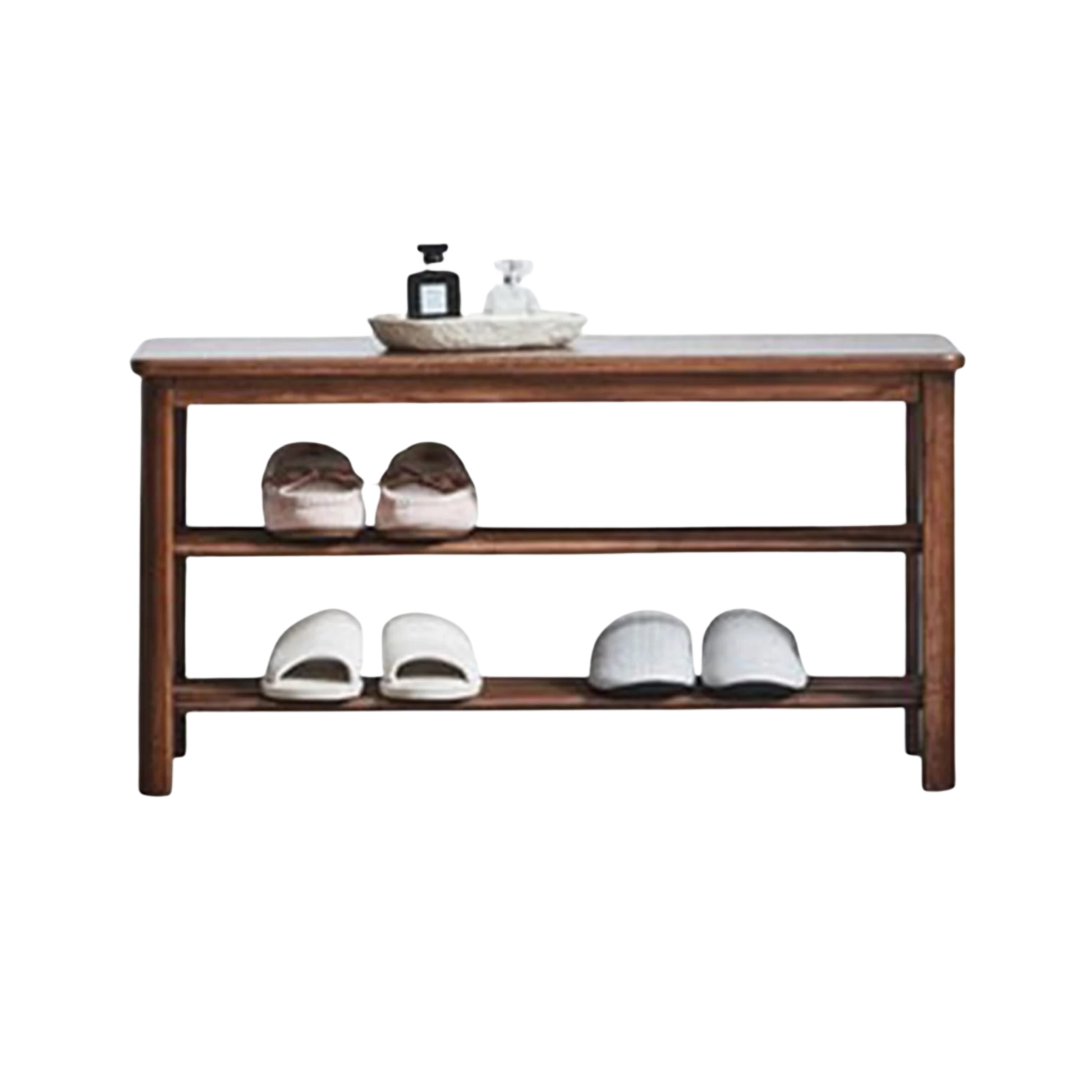Solidwood Fuji Shoe Bench, 80x30x42cm, Dark Wood