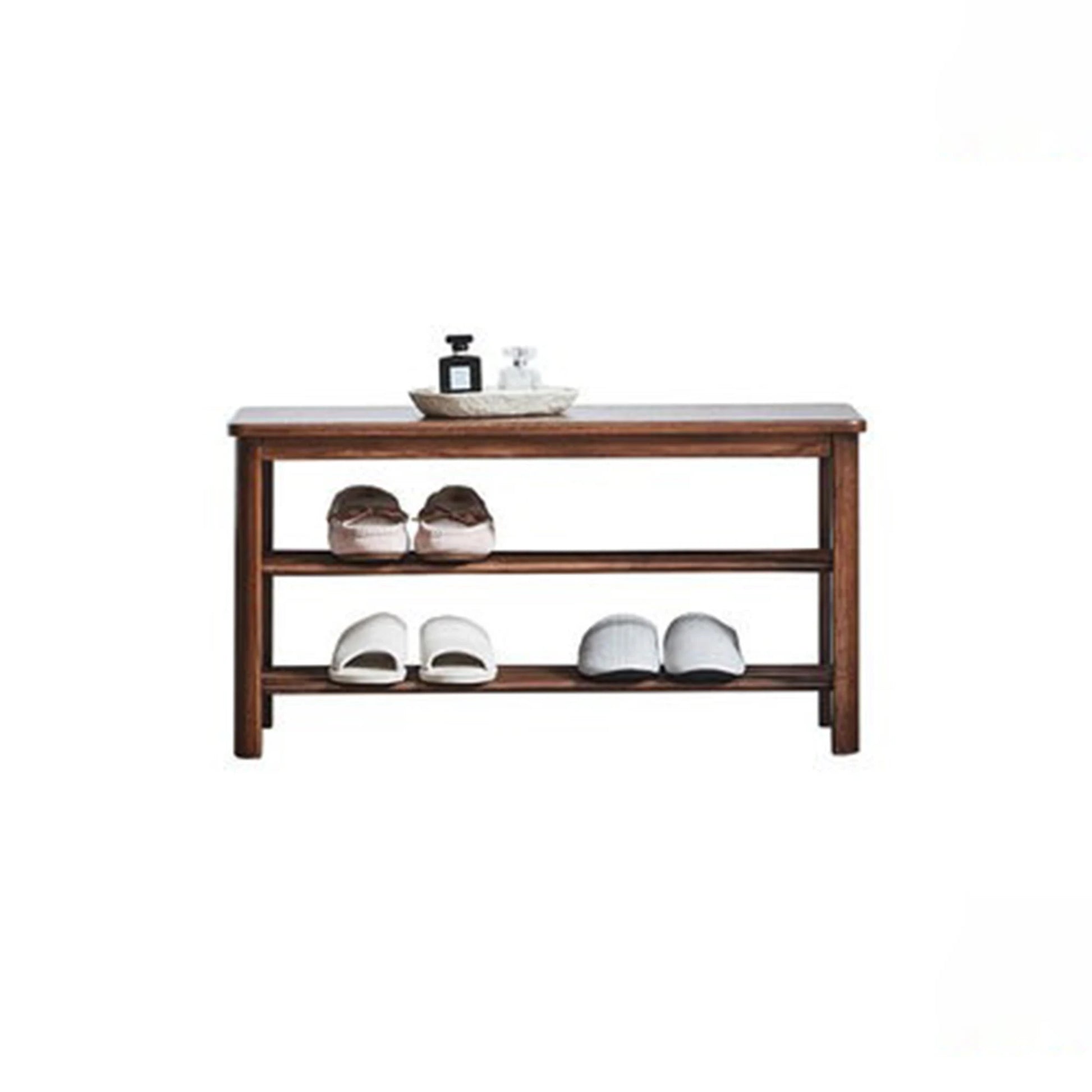 Solidwood Fuji Shoe Bench, 80x30x42cm, Dark Wood