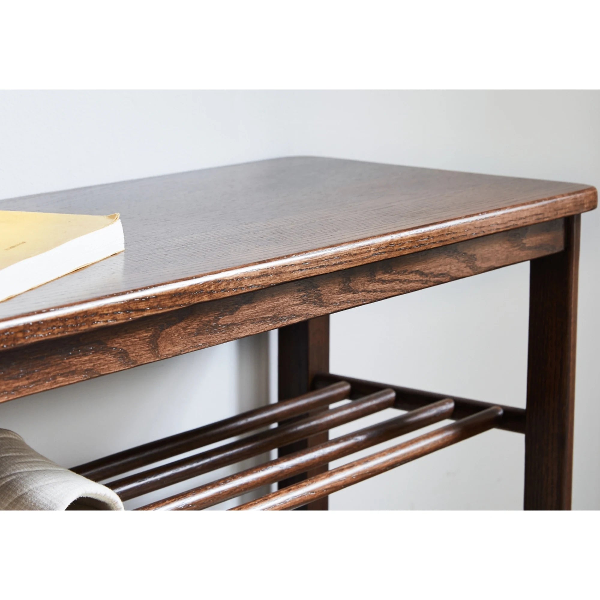 Solidwood Fuji Shoe Bench, 80x30x42cm, Dark Wood