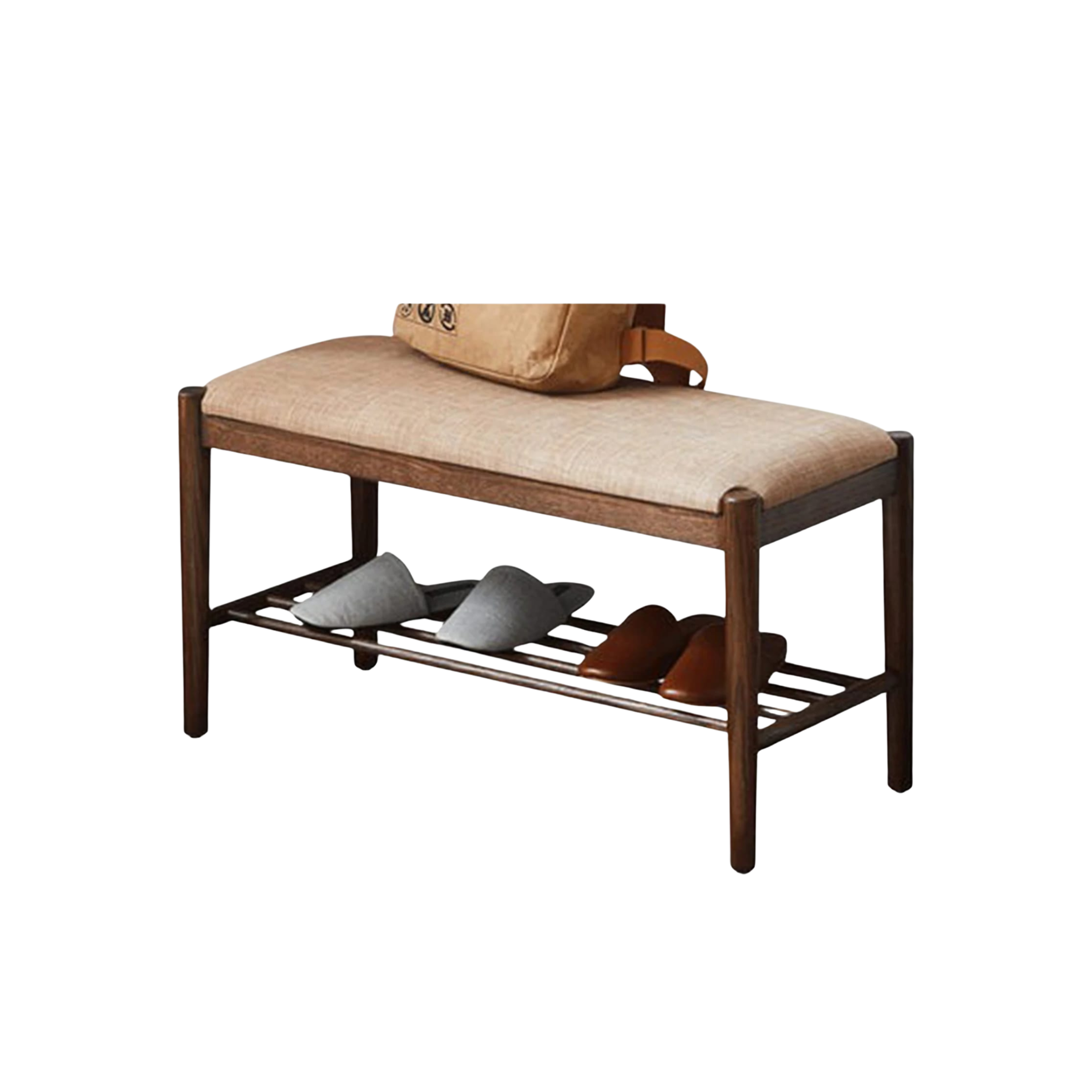 Solidwood Fuji Shoe Bench with cushion, 80x35x42cm, Dark Wood