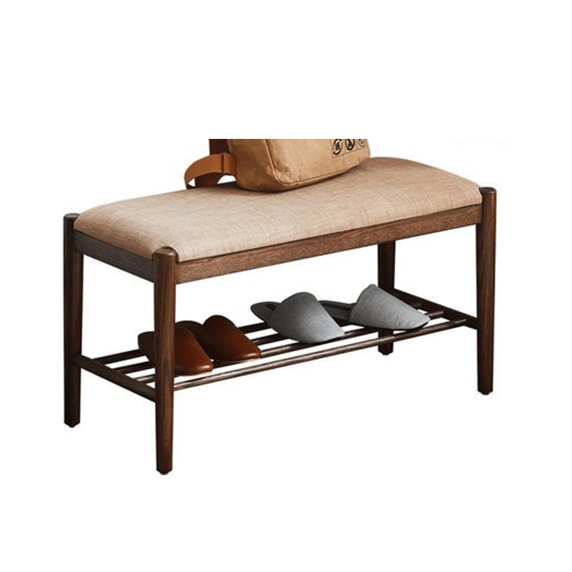 Solidwood Fuji Shoe Bench with cushion, 80x35x42cm, Dark Wood