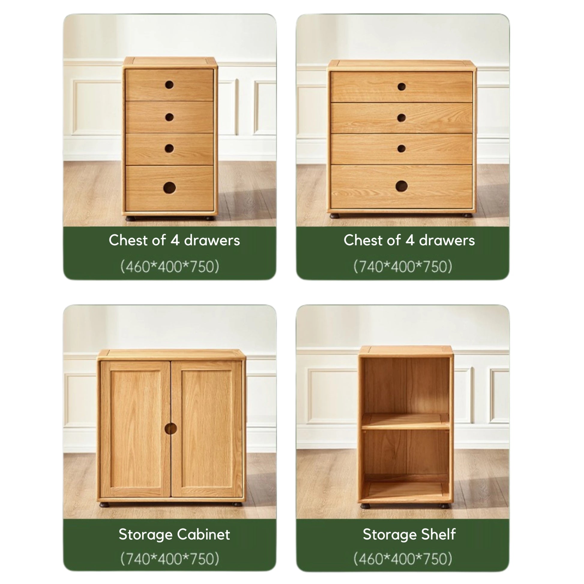 Solidwood Gleam Kids Combo Storage Cabinet, 74x40x75cm, Natural Wood