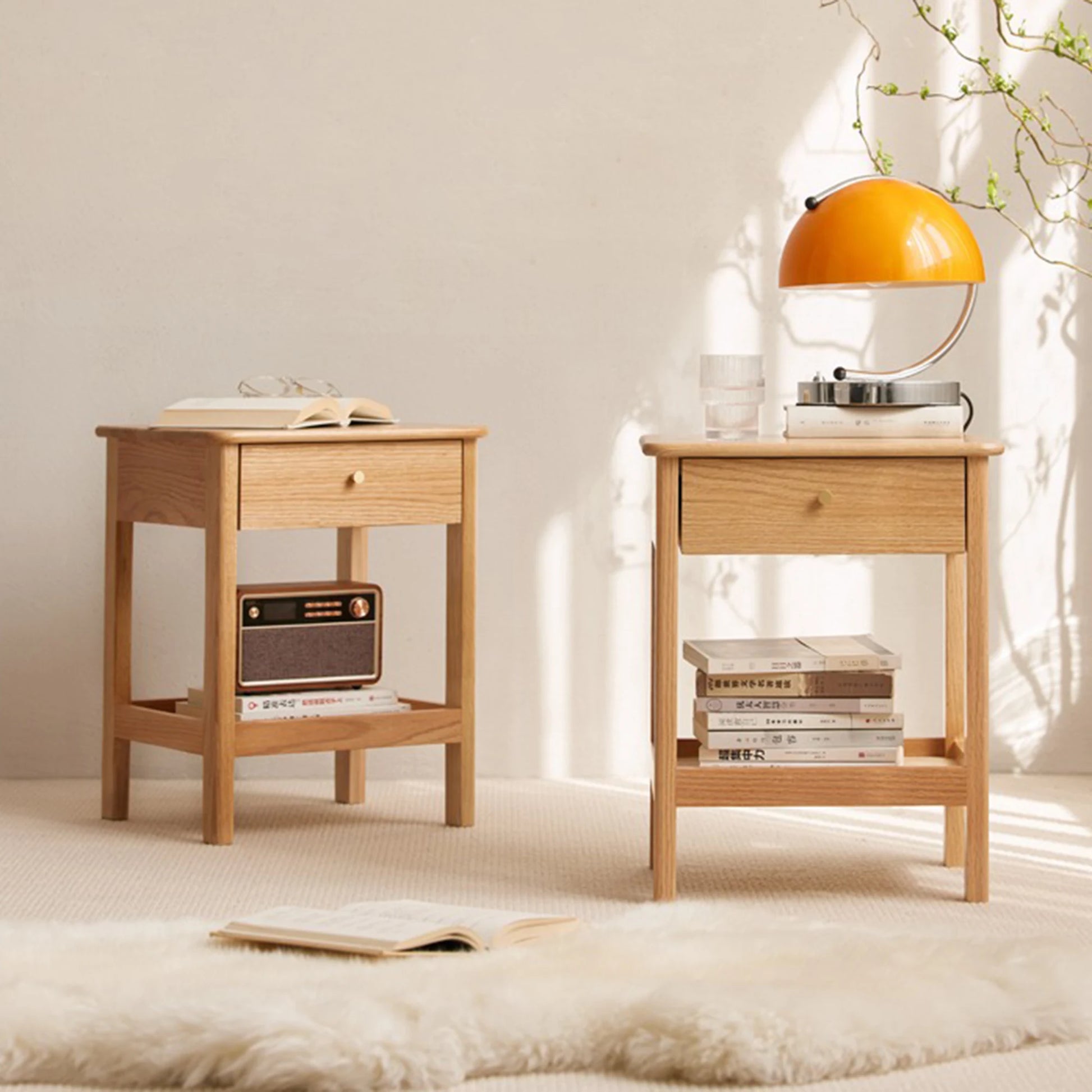 Solidwood Kano Bedside Table, 38x35x47cm, Natural Wood